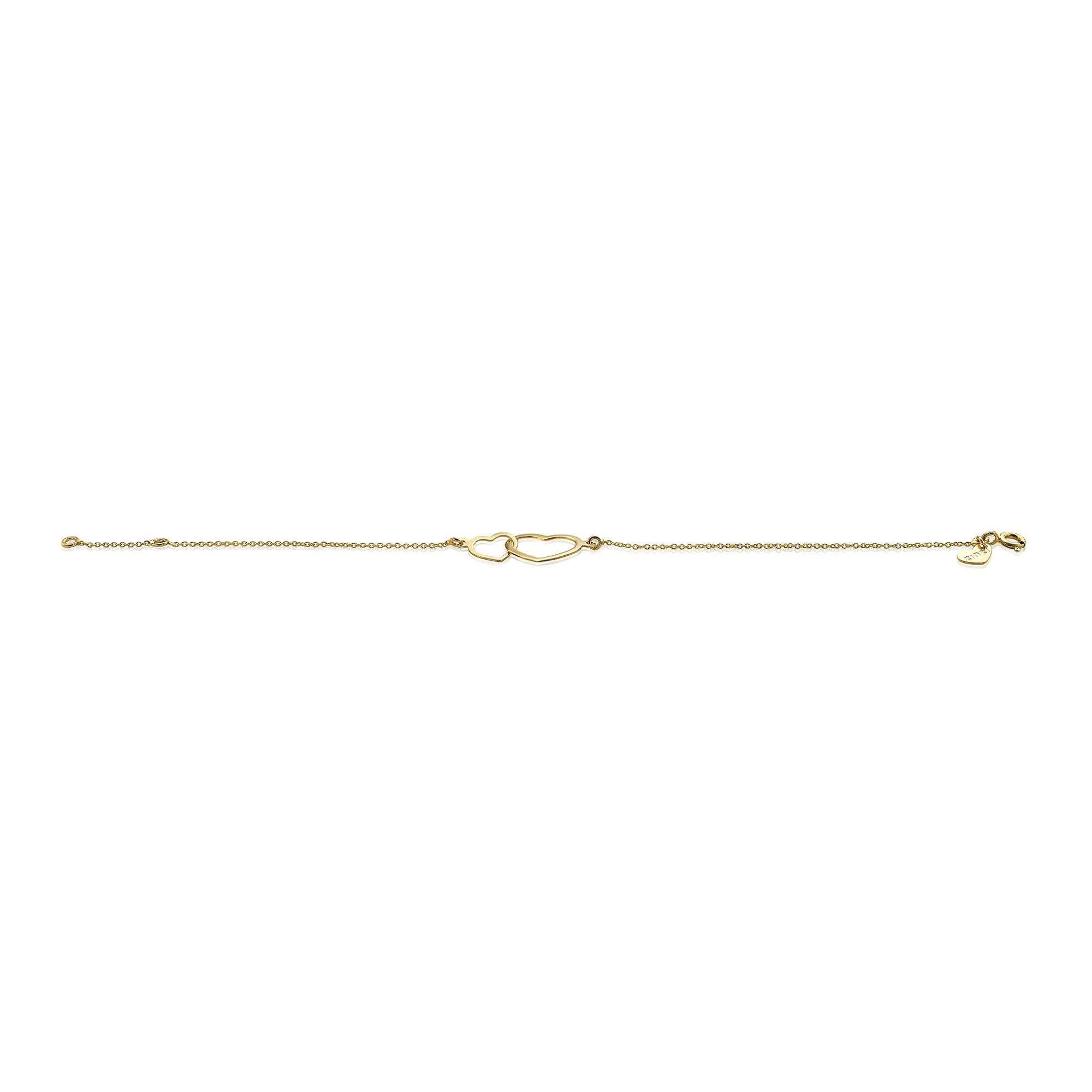 ZINZI 14 Karat Gold Jasseron Armband offenes Herz 18-20cm ZGA114