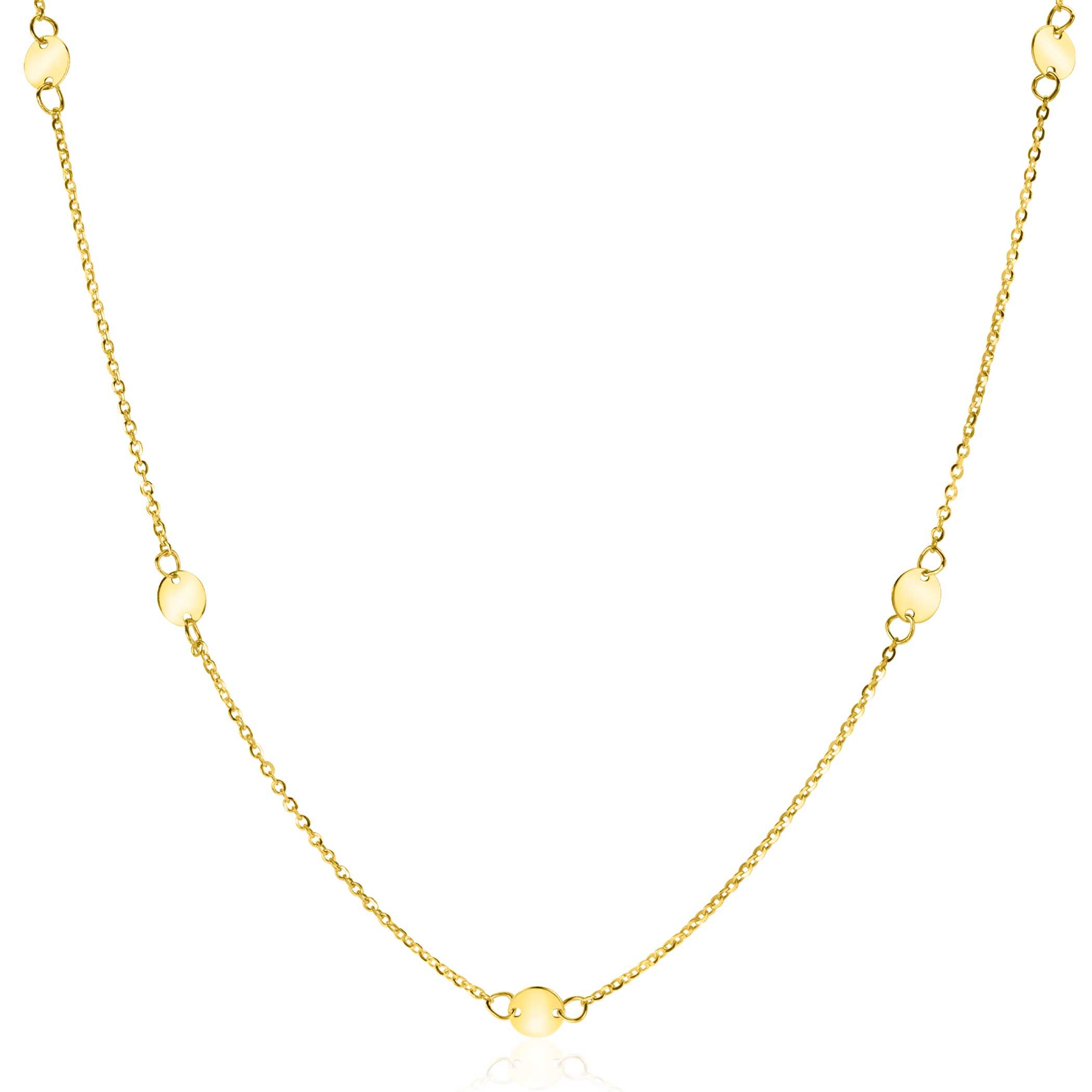 ZINZI GOLD collier met 6 ronde plaatjes 43/45cm