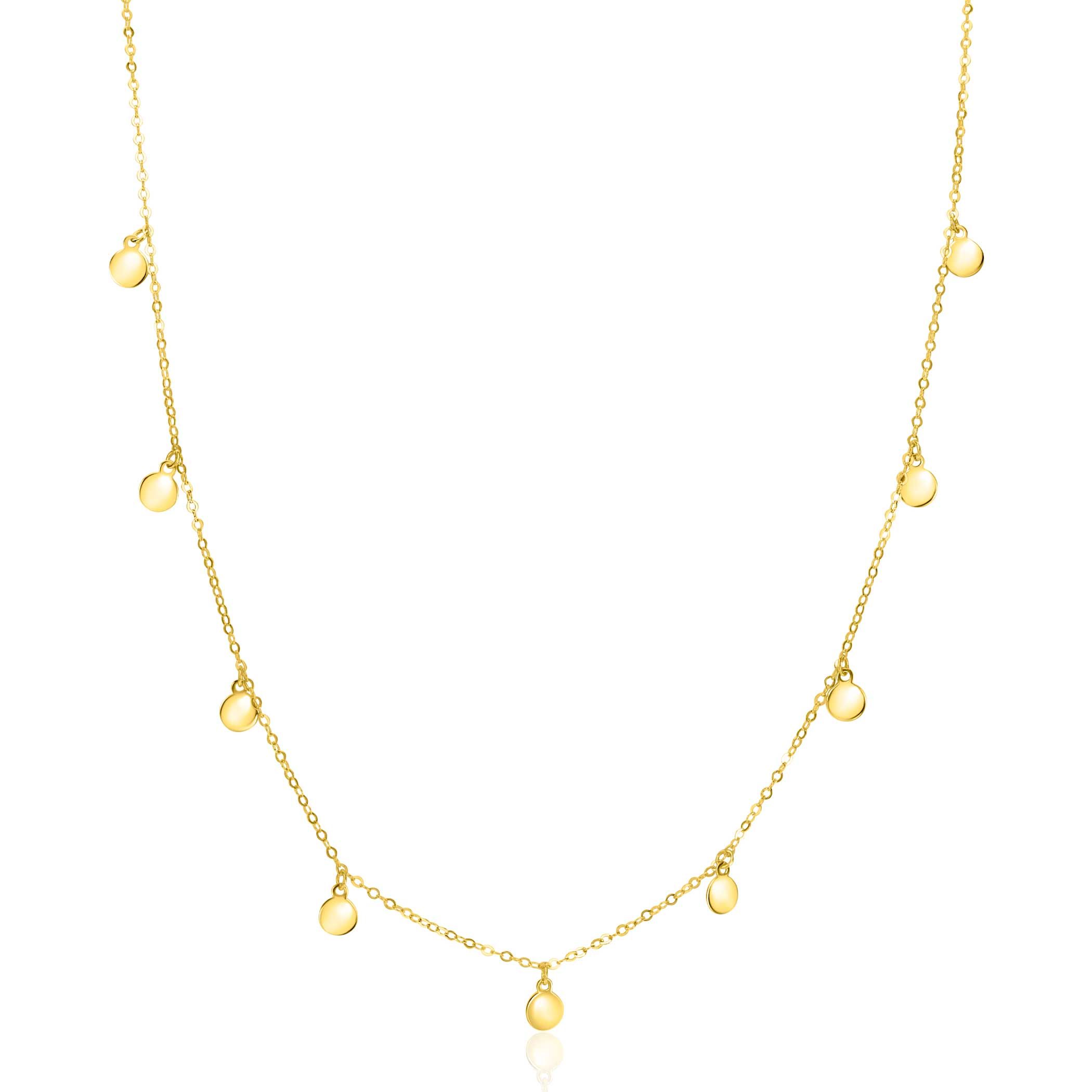 ZINZI Gold 14 Karat goldene Kette mit 9 baumelnden Kreisen 40-45cm ZGC488
