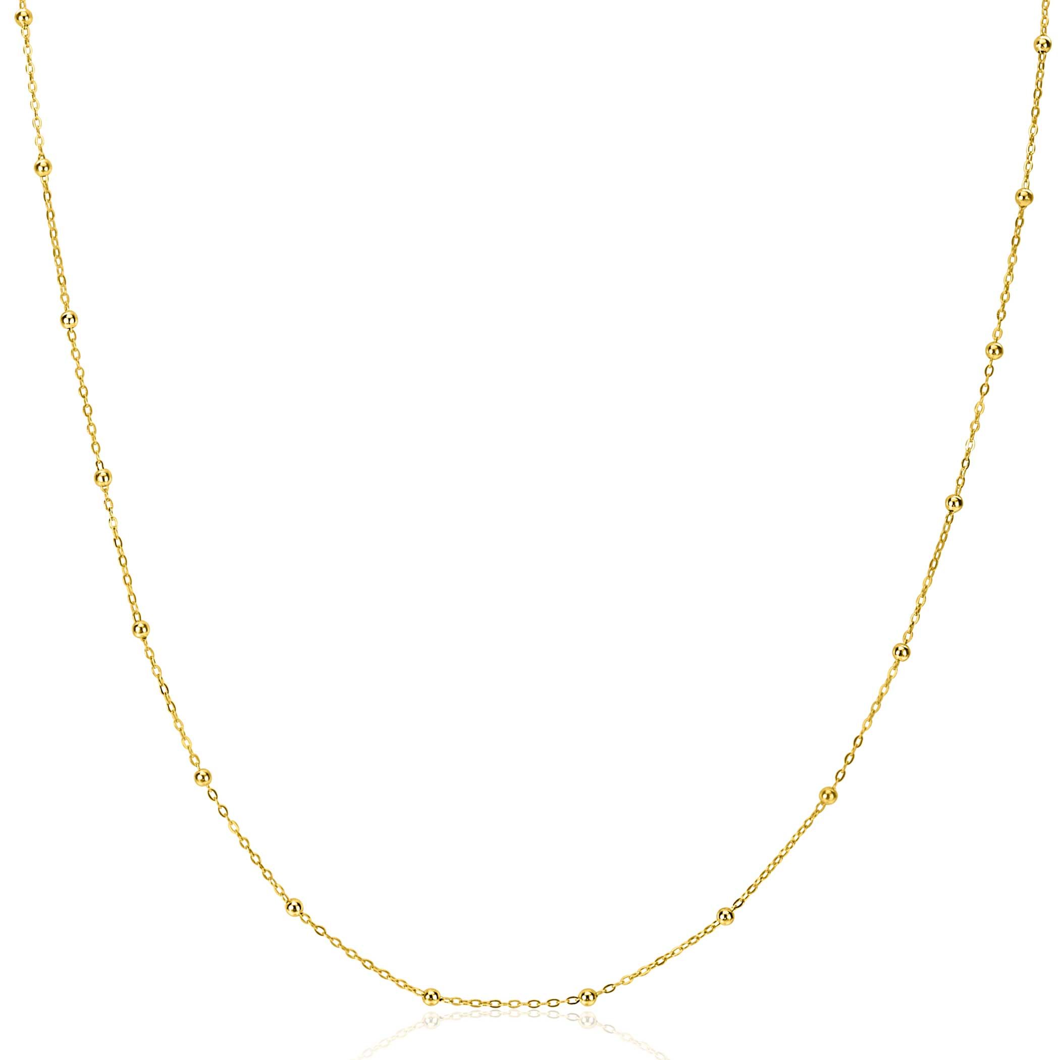 ZINZI Gold 14 Karat goldene Gliederkette mit Kügelchen 1,5mm breit, Länge 40-45cm ZGC489
