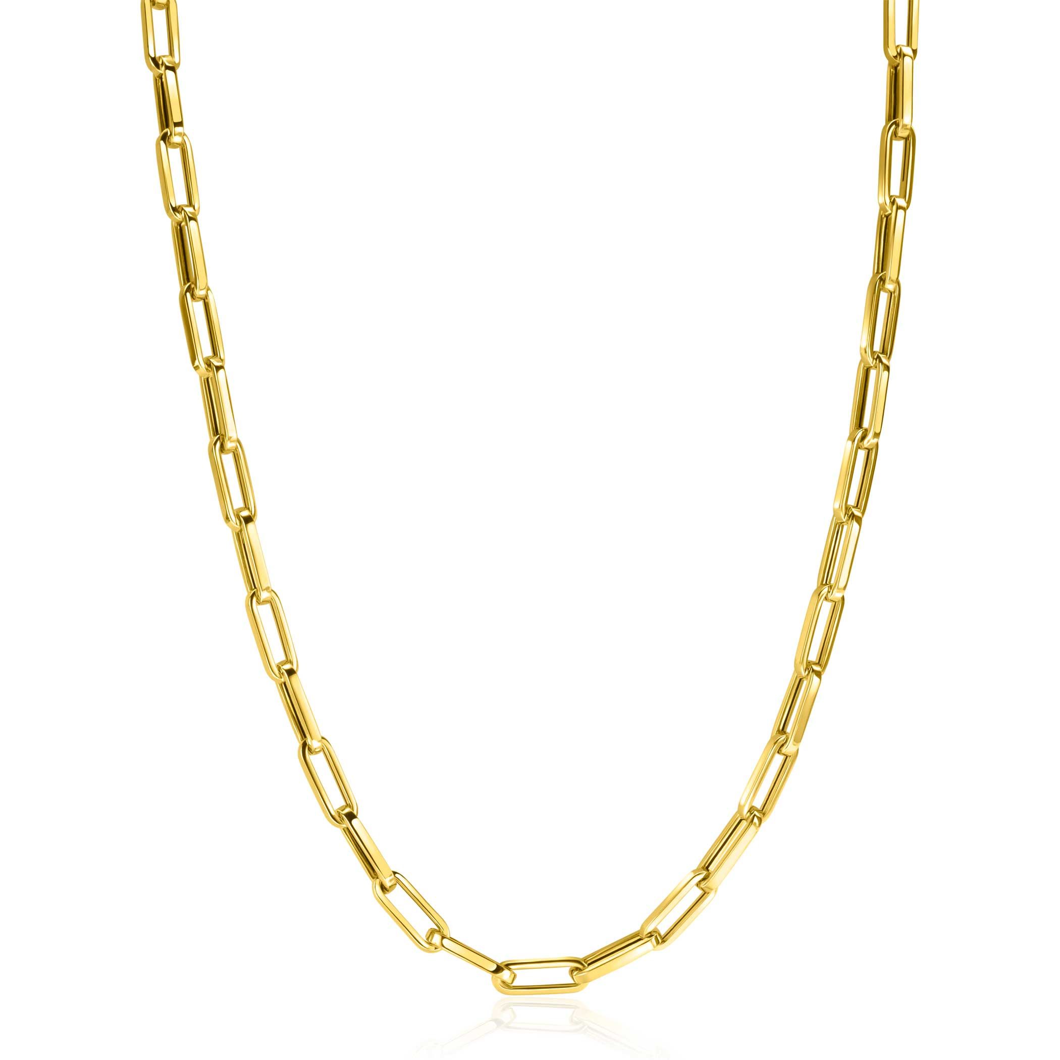ZINZI GOLD collier paperclip schakels 4mm 45cm