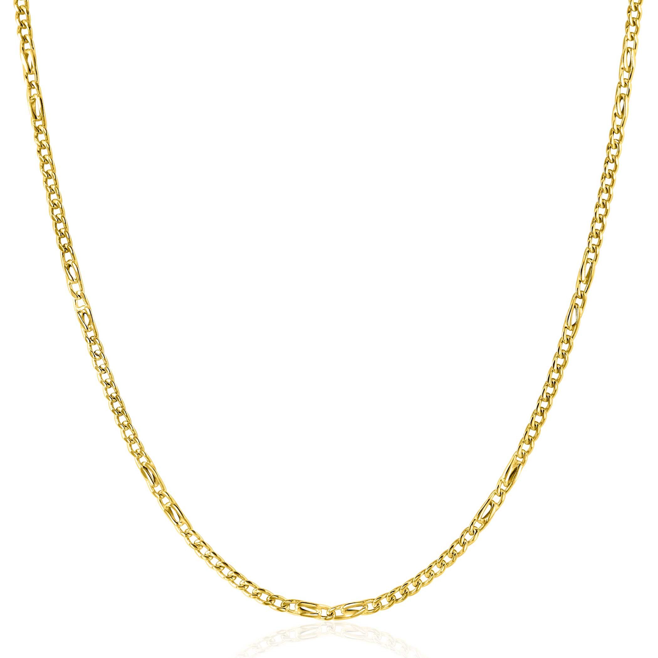 ZINZI Gold 14 Karat massive Gourmetkette mit Falkenaugen-Gliedern, 2mm breit, 41-43cm lang ZGC498
