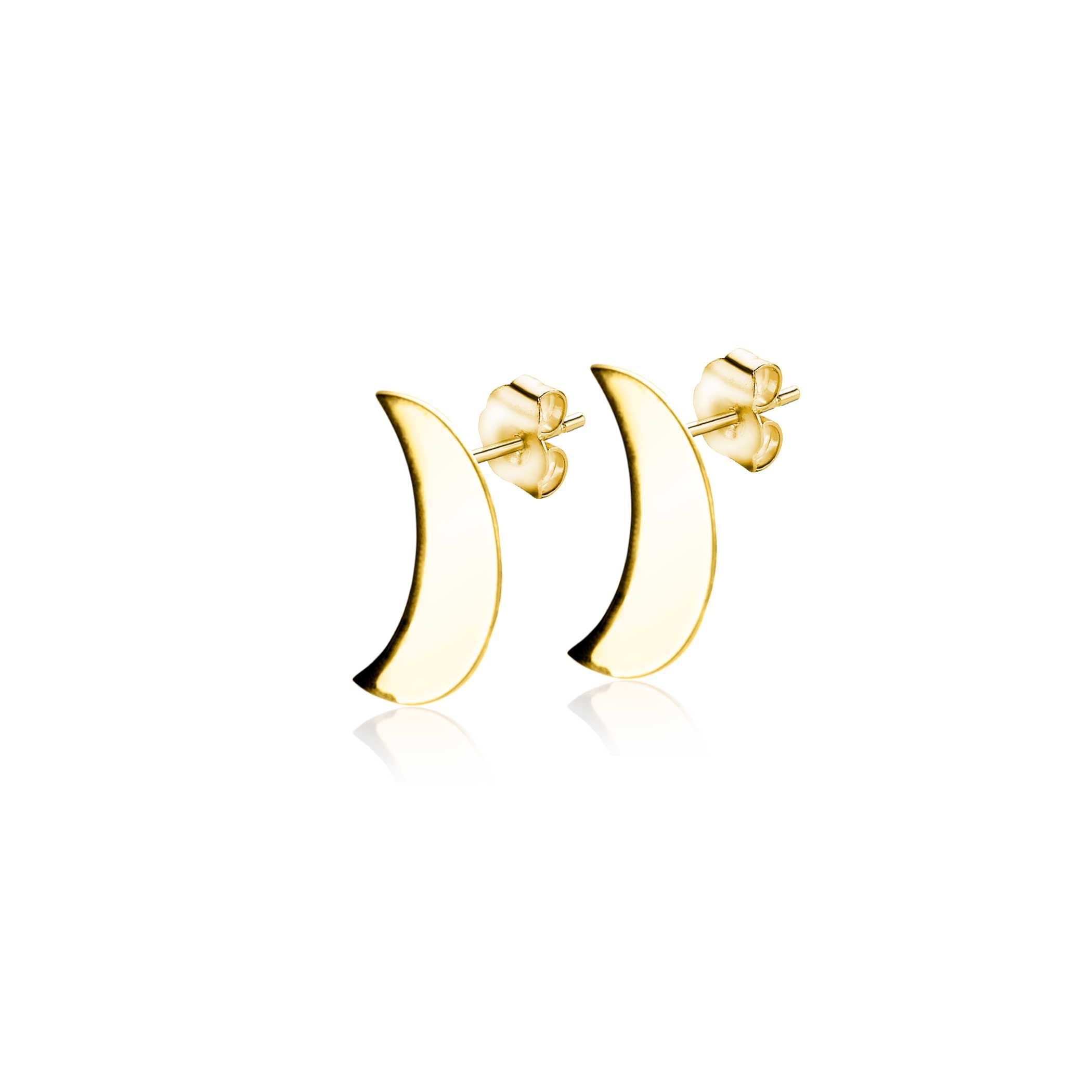 ZINZI GOLD oorstekers halve maan 9mm