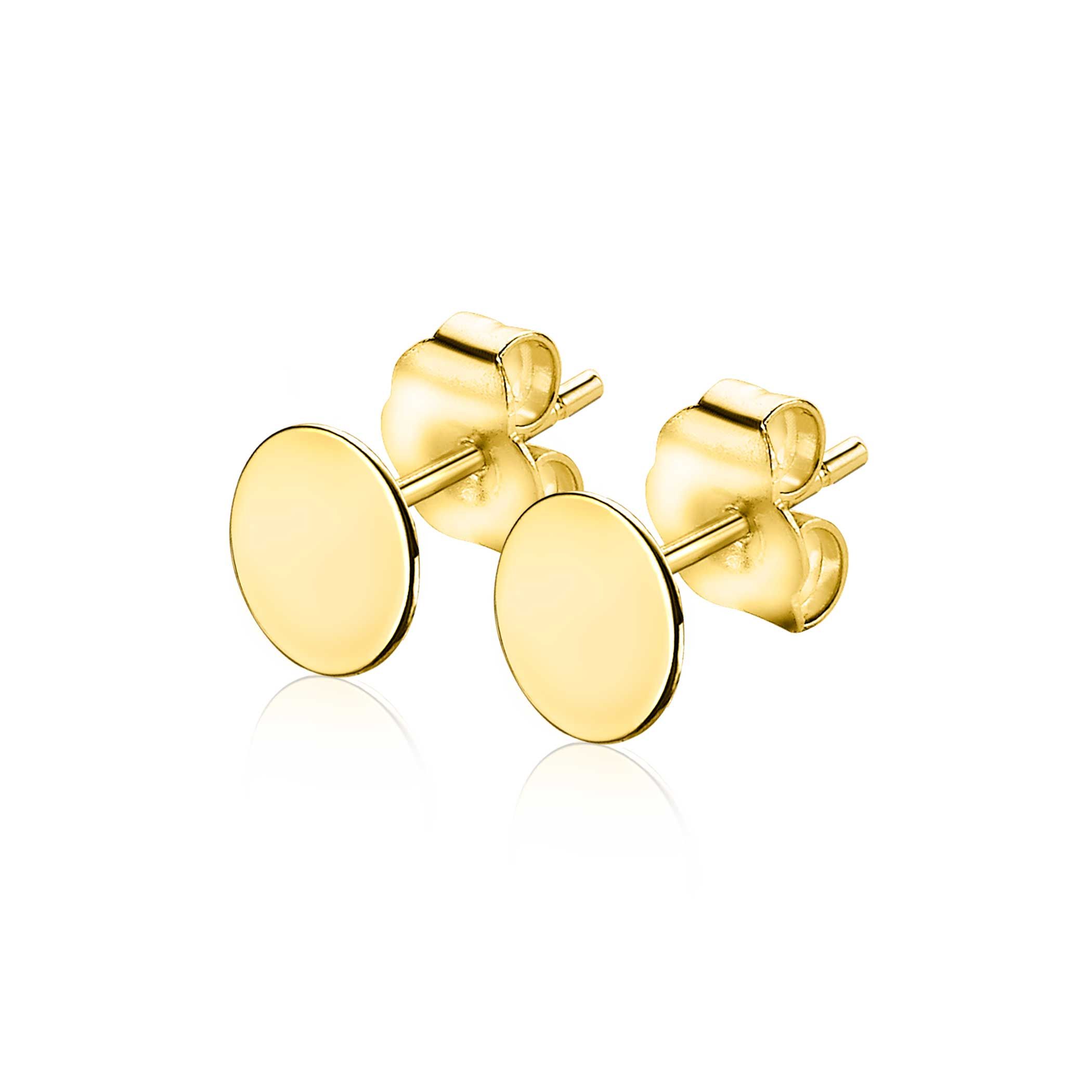 ZINZI Gold 14 Karat Gold Ohrstecker glatt rund 6mm ZGO215