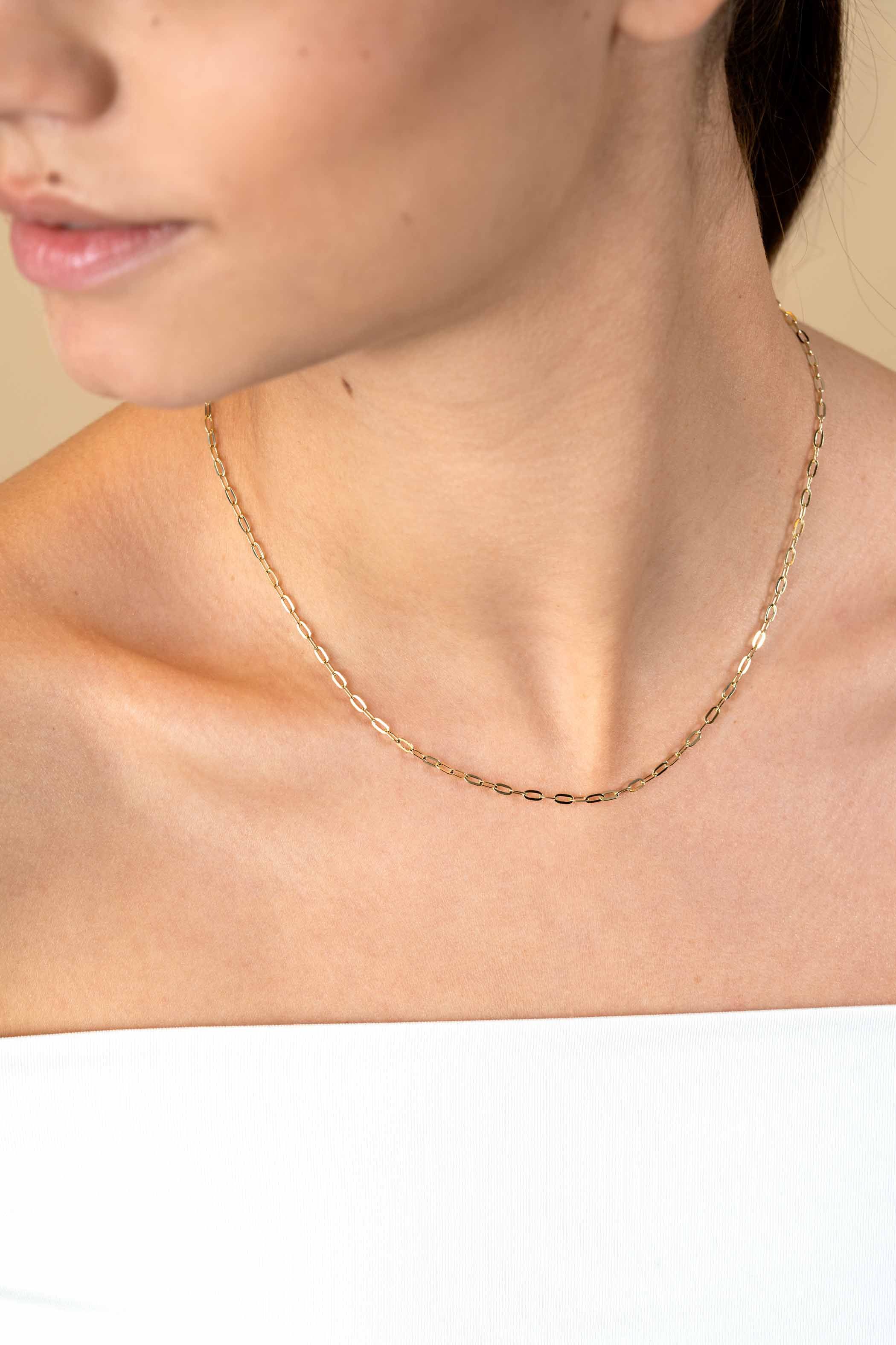 ZINZI Gold 14 Karat Gold Halskette mit ovalen Gliedern von 2,2 mm Breite und Länge 43cm ZGC291