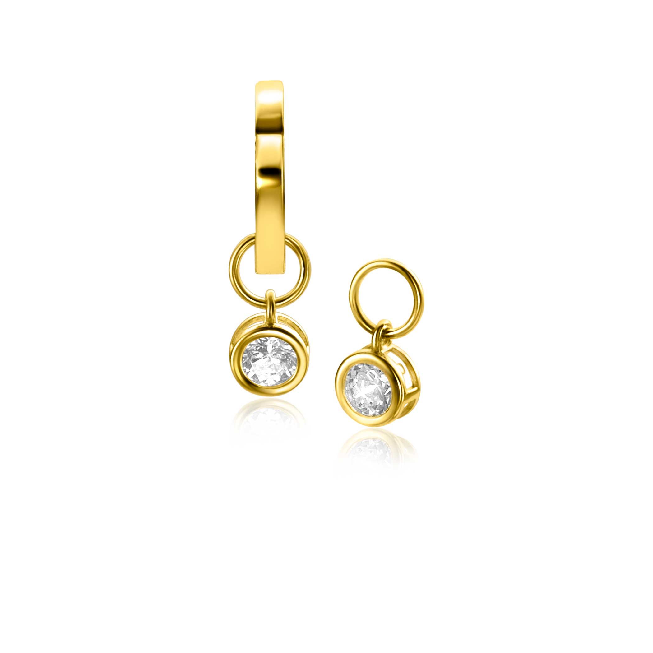 ZINZI GOLD oorbedels zirconia gladde kast  5mm
