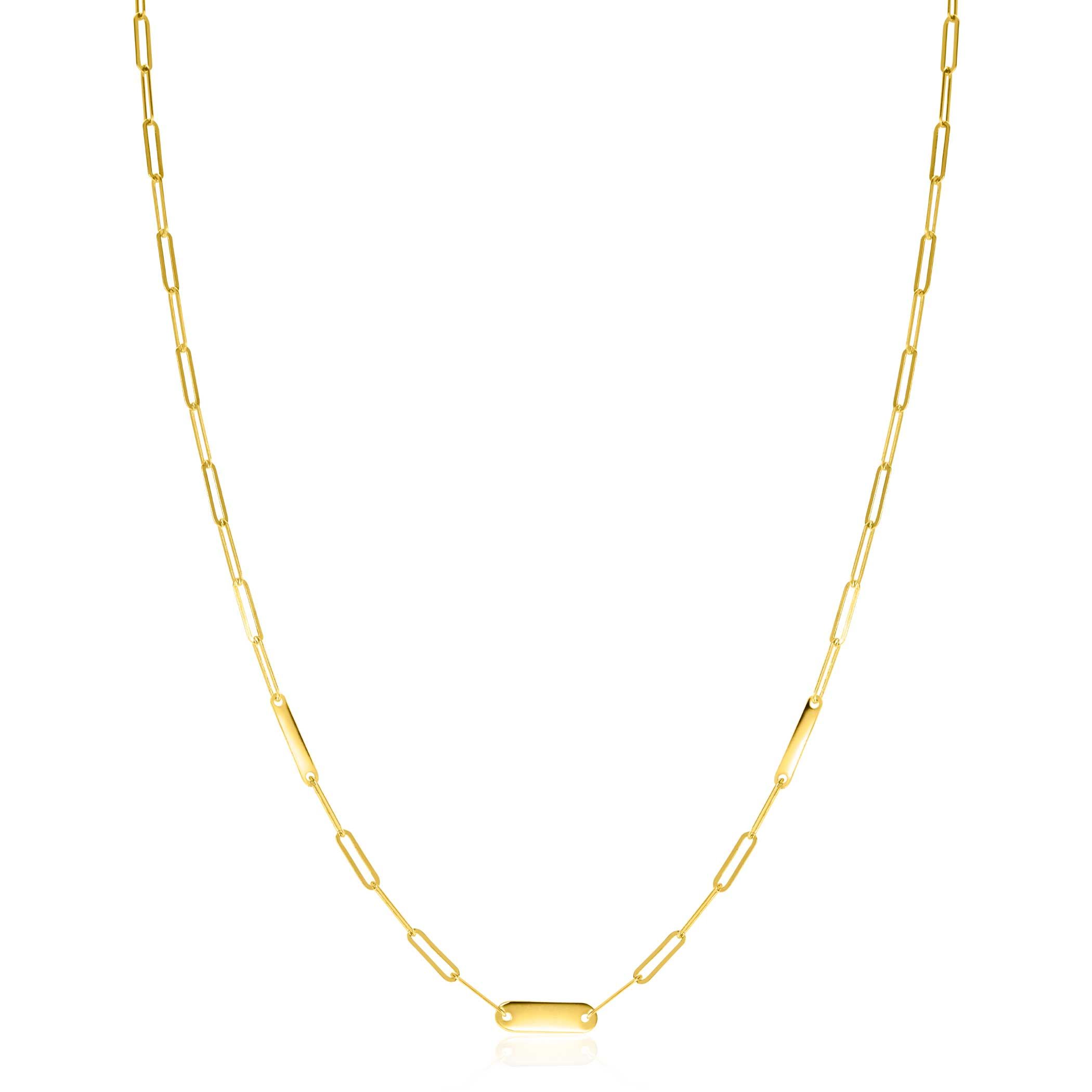 ZINZI GOLD collier paperclip met 3 plaatjes 45cm