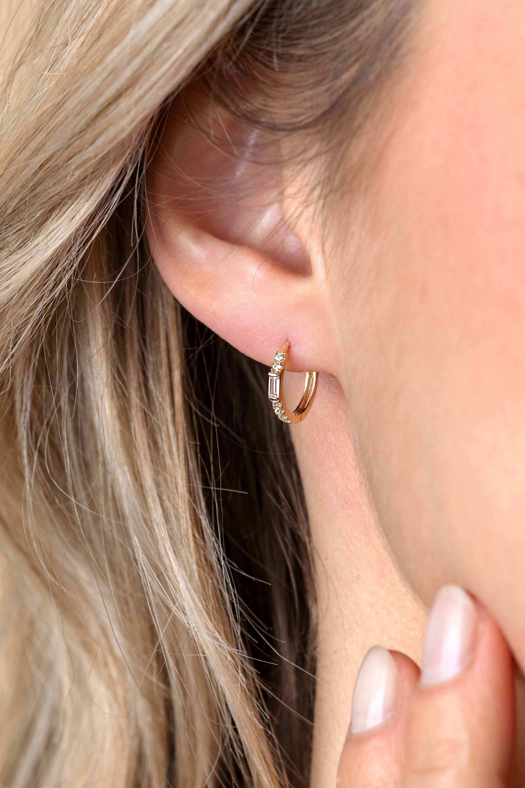 ZINZI GOLD creolen zirconia/baquette 13,5x1.5mm