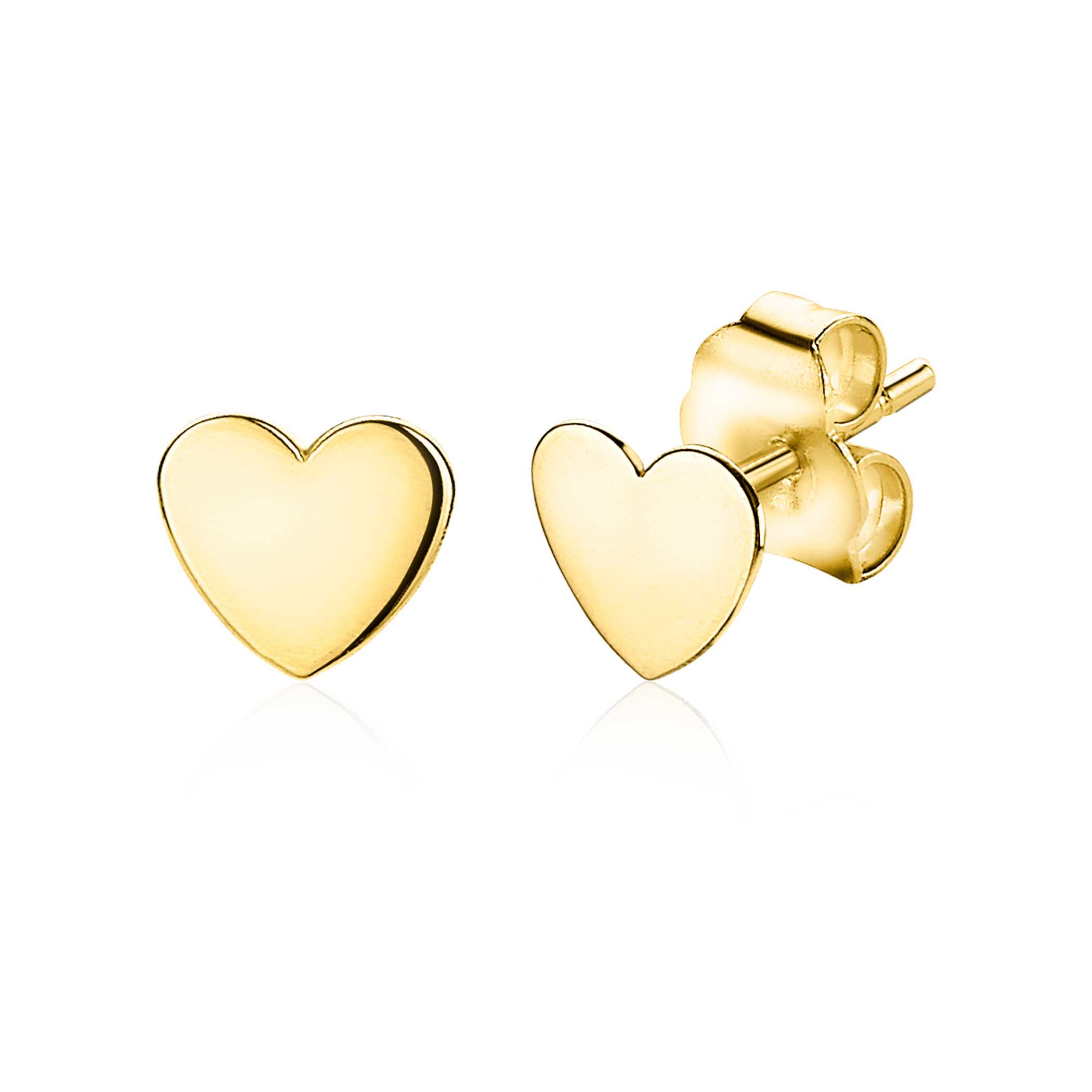 ZINZI Gold 14 Karat Gold Ohrstecker glatt Herz ZGO214