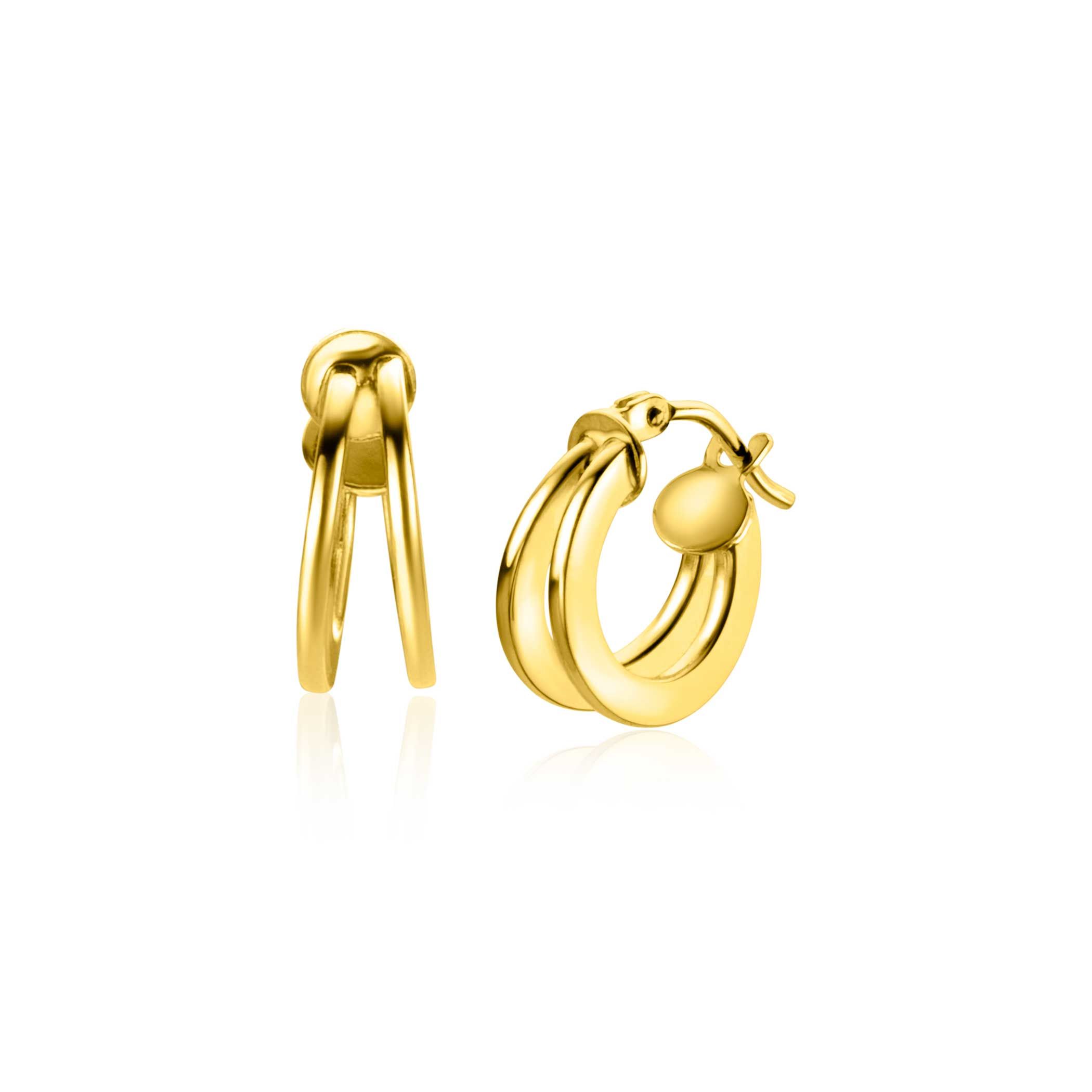 ZINZI GOLD oorringen  2 banen glad 13x5mm