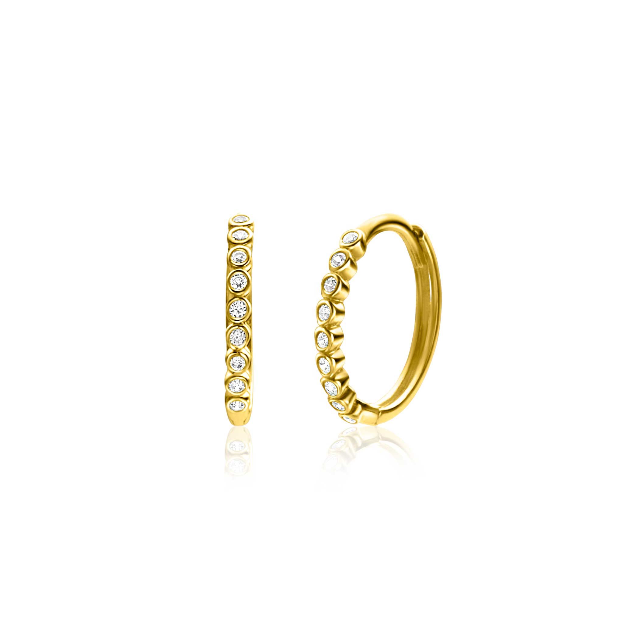 ZINZI GOLD klapcreolen met zirconia's 12x1.5mm
