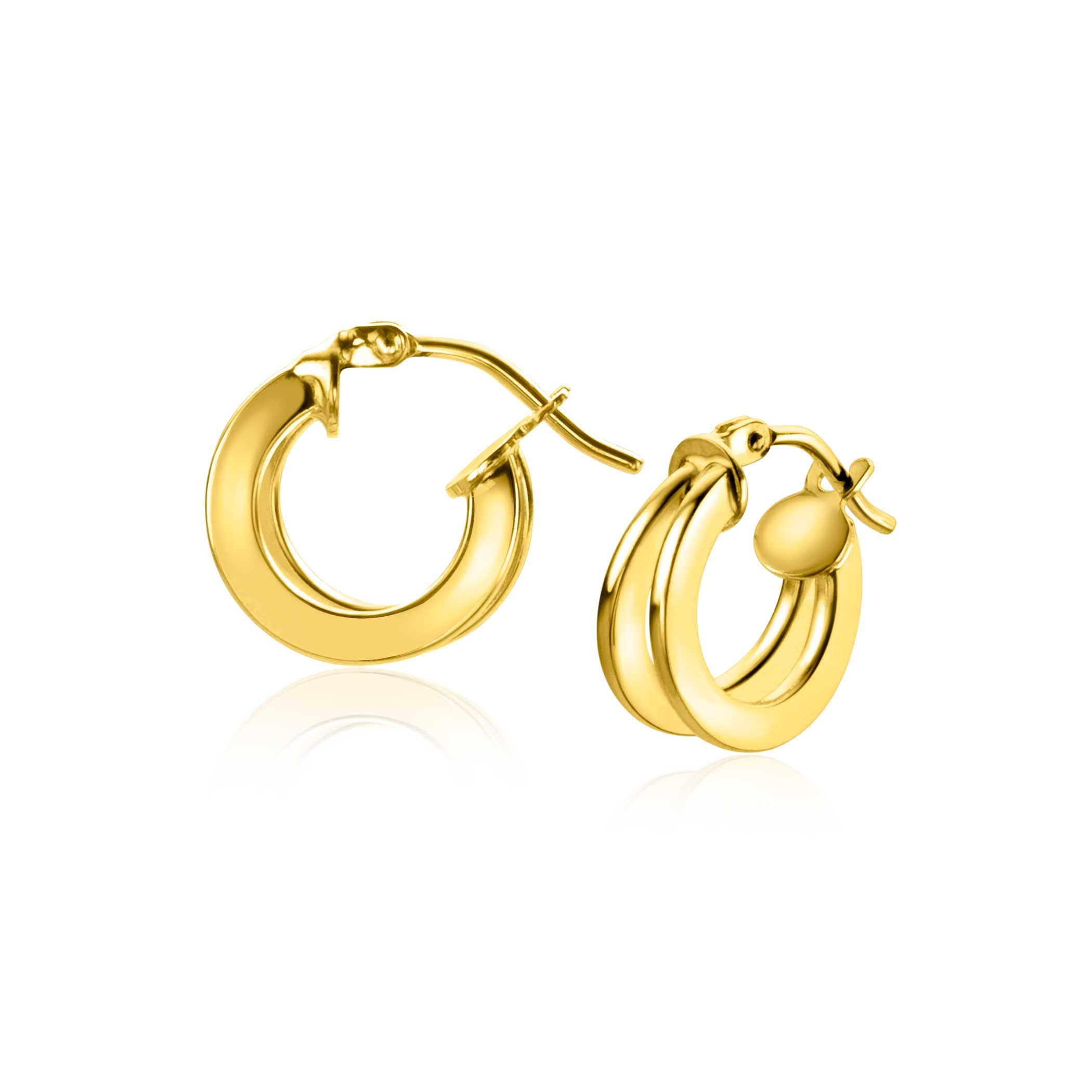 ZINZI GOLD oorringen  2 banen glad 13x5mm