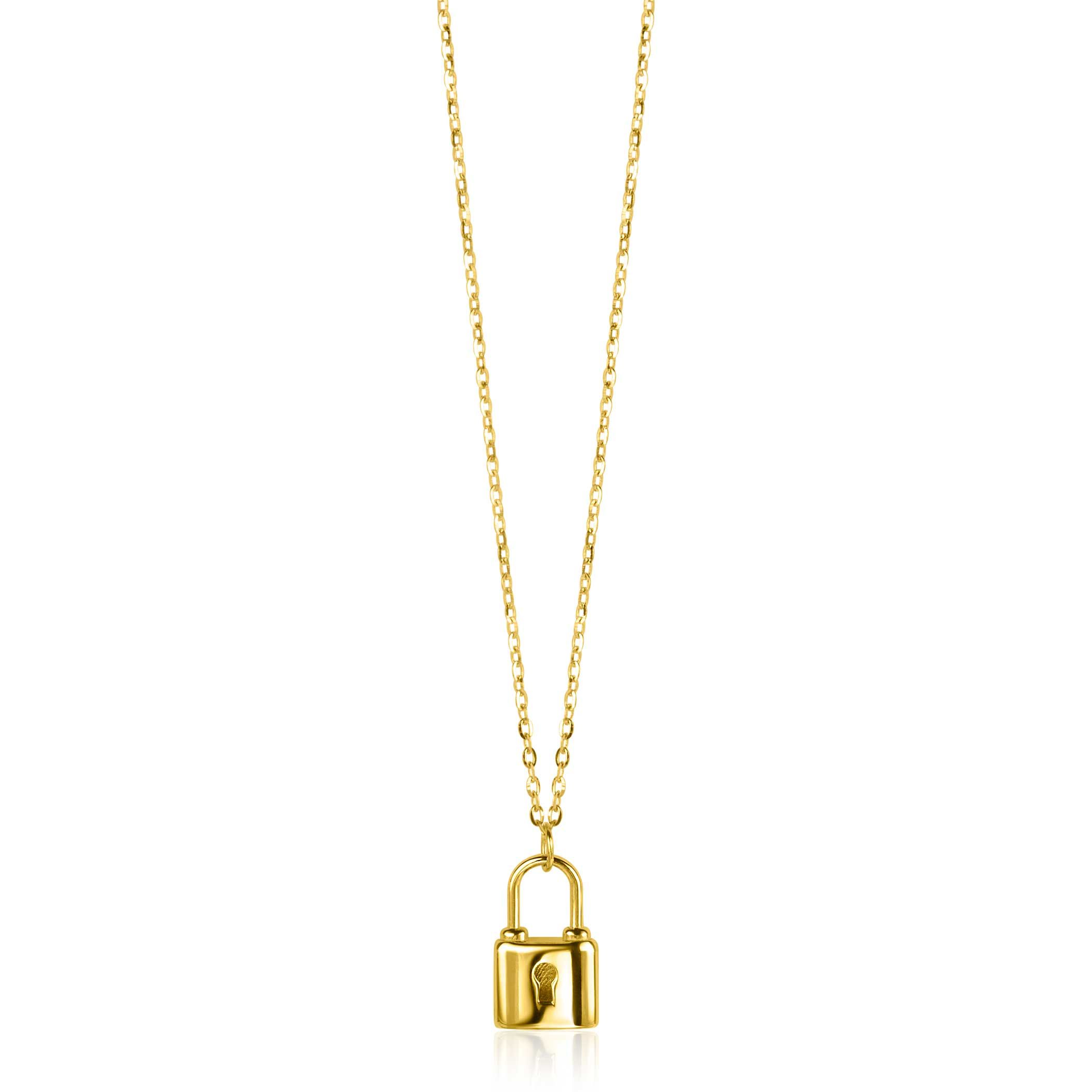 ZINZI GOLD collier met slotje hanger 45cm