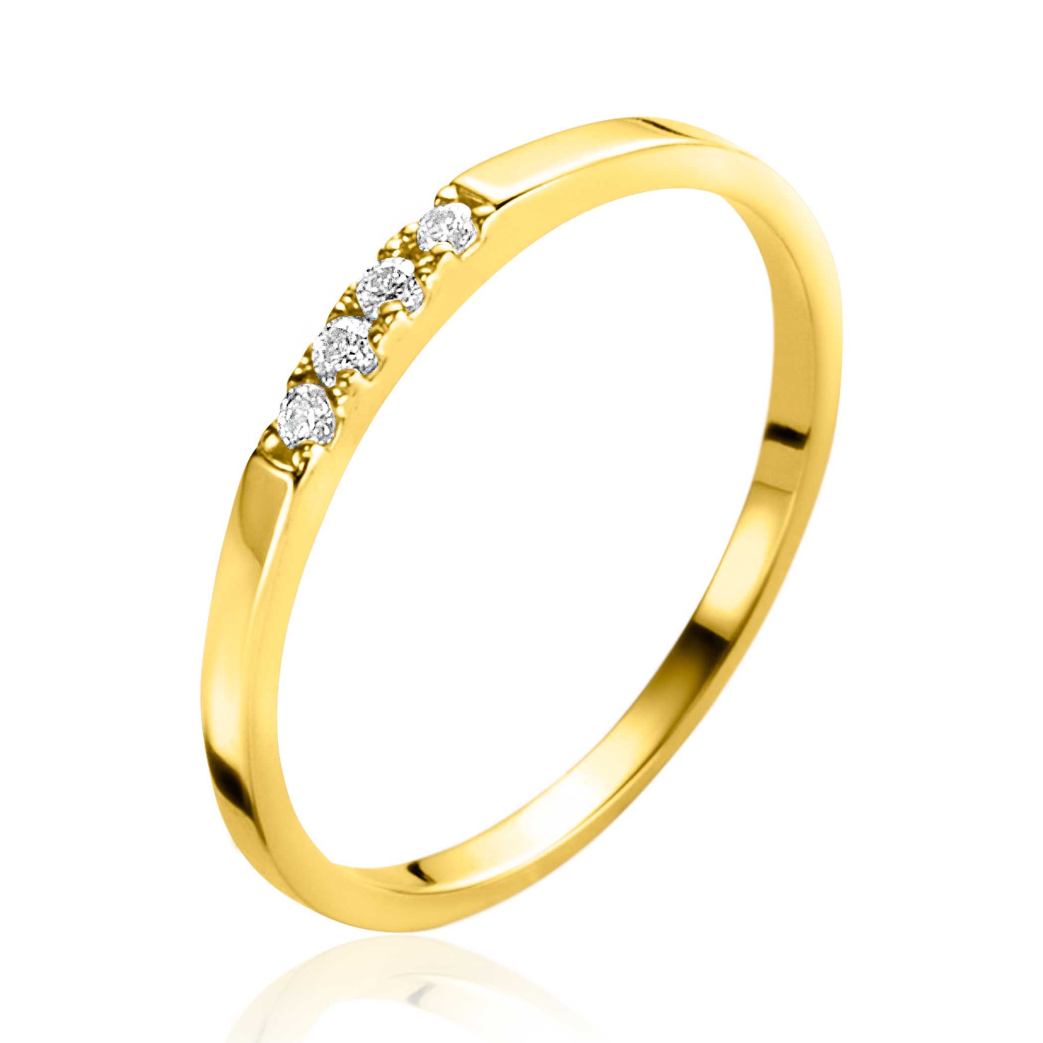 ZINZI GOLD rijring met 4x zirconia maat 58