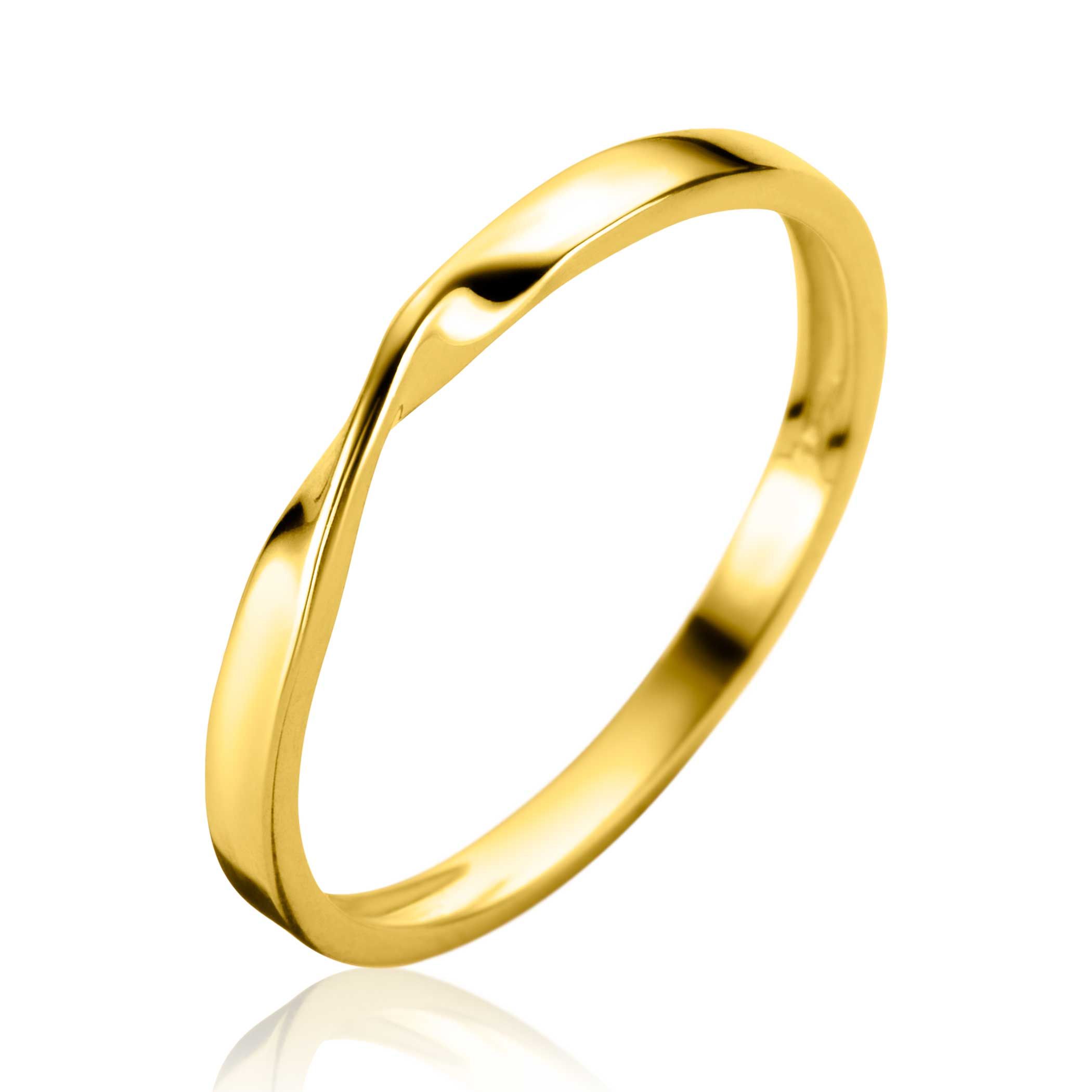 ZINZI Gold 14kt glatter goldener Schiebering mit gedrehter Röhre ZGR525