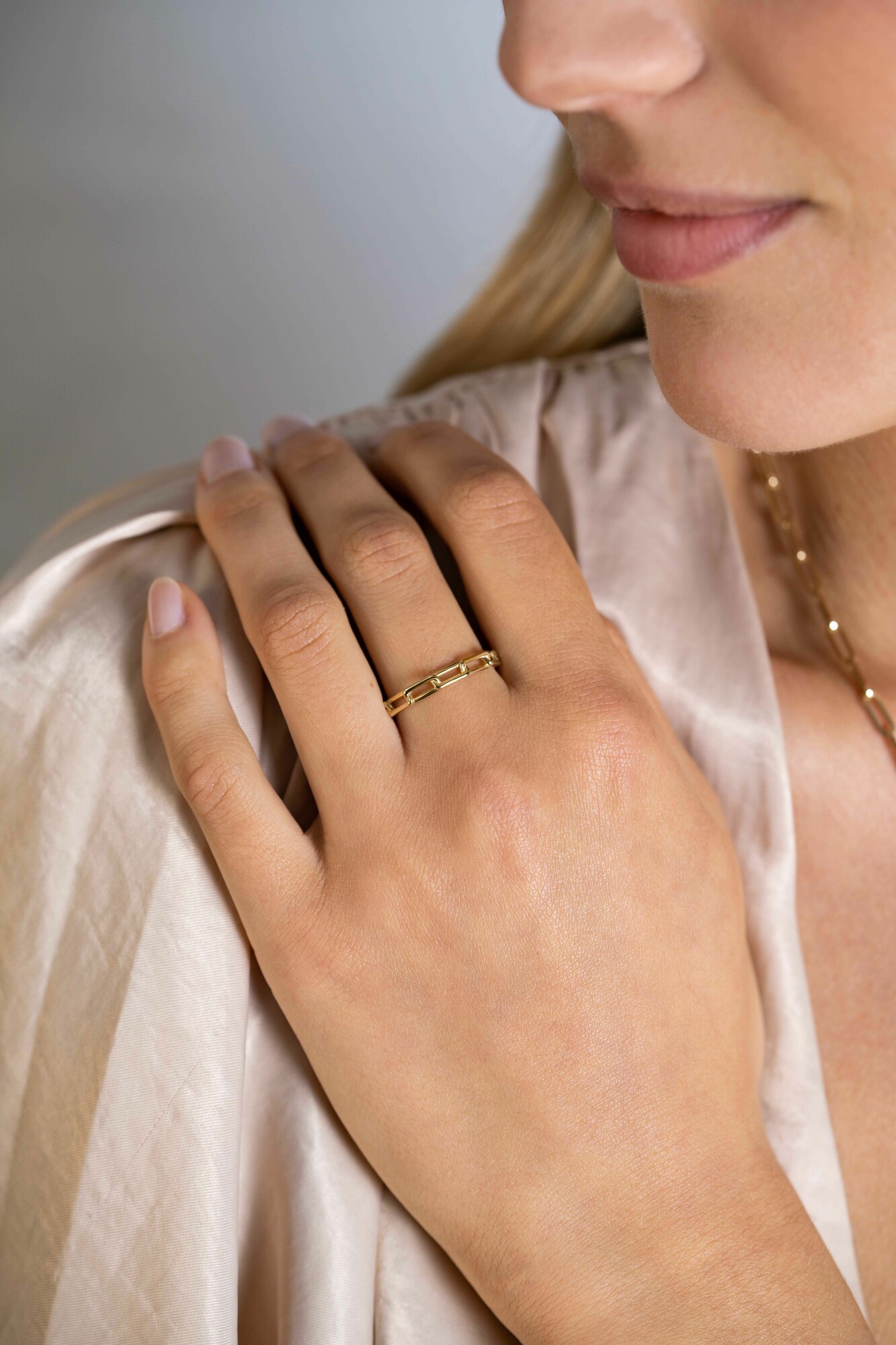 ZINZI Gold ring paperclip schakels 3mm mt.54