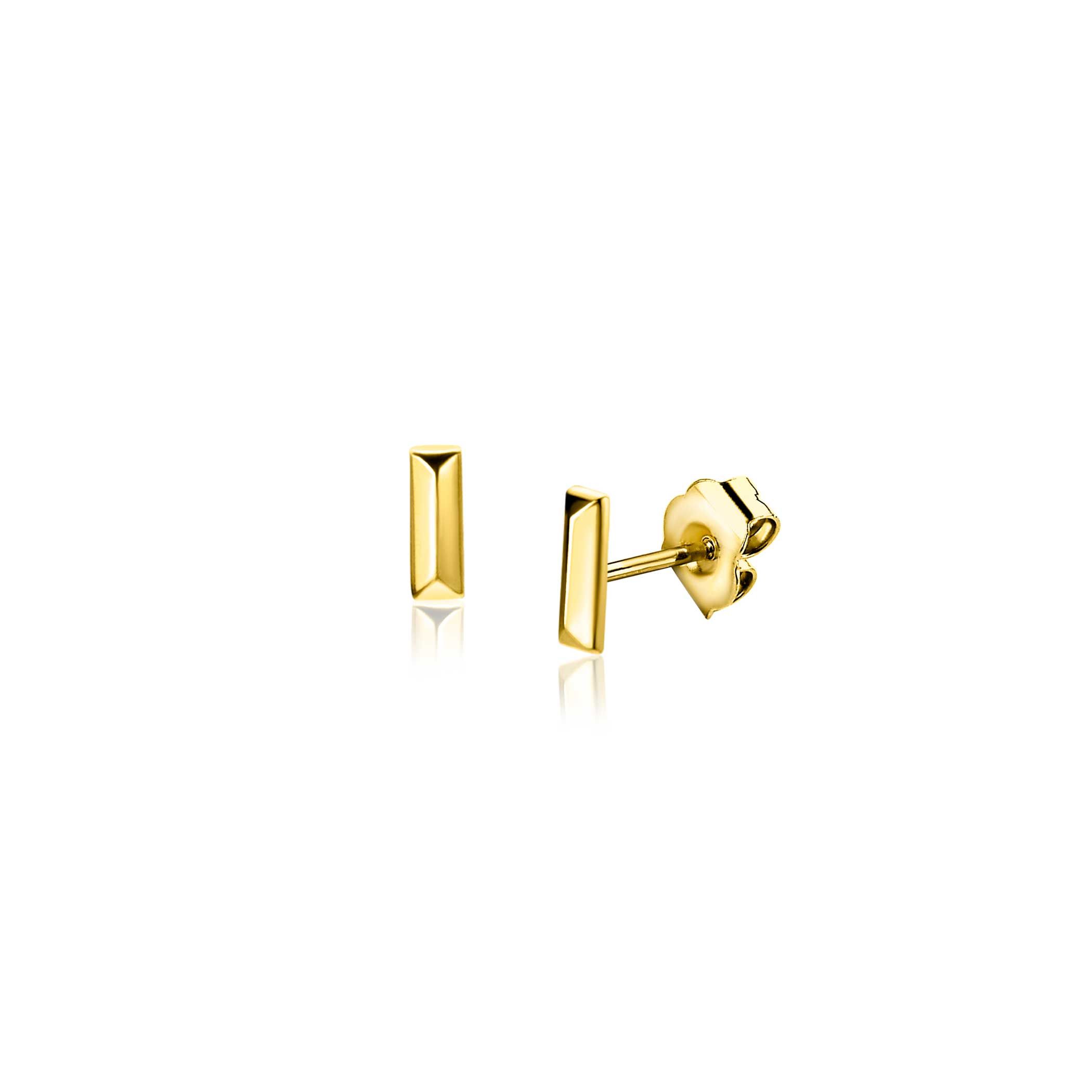 ZINZI GOLD oorknopje klein rechthoek 3-d