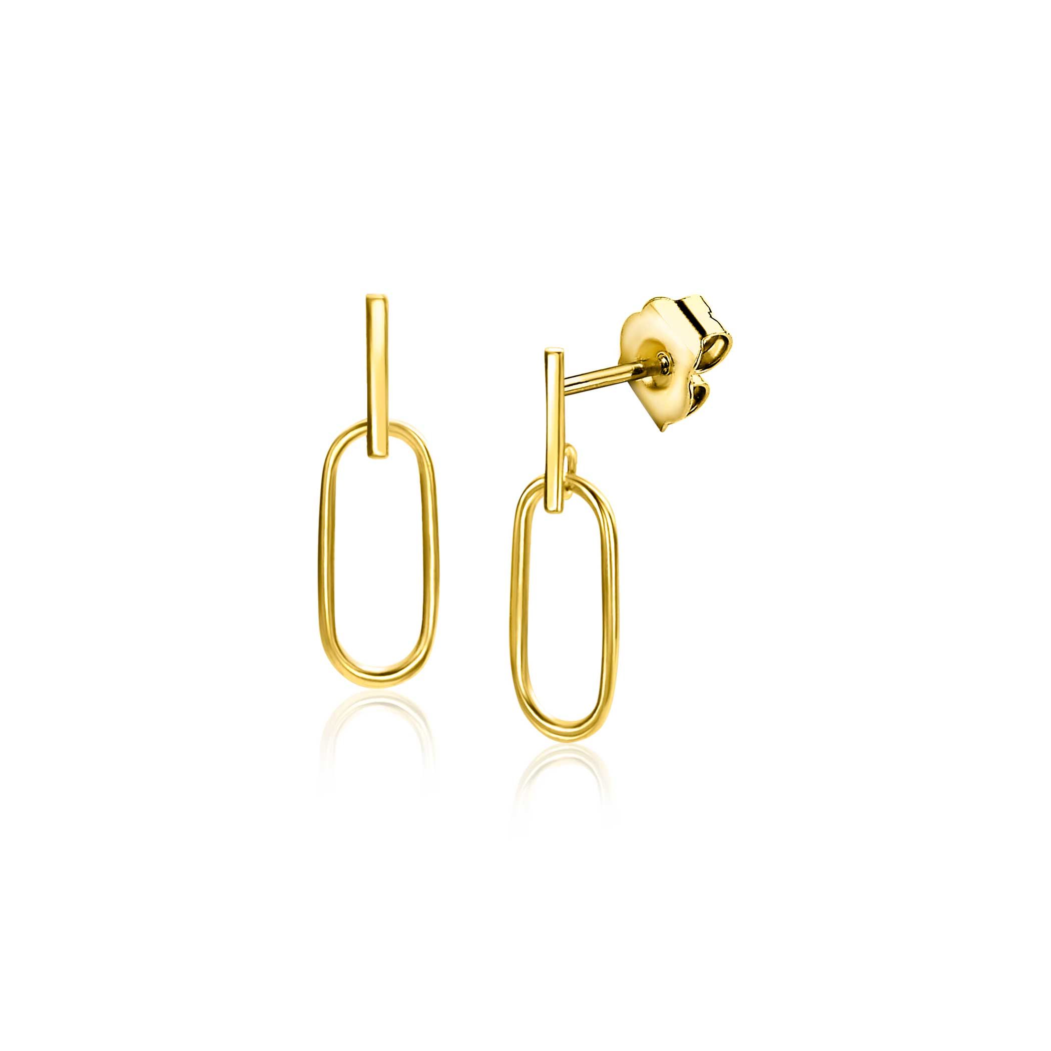 ZINZI GOLD oorsteker staafje met open ovaal