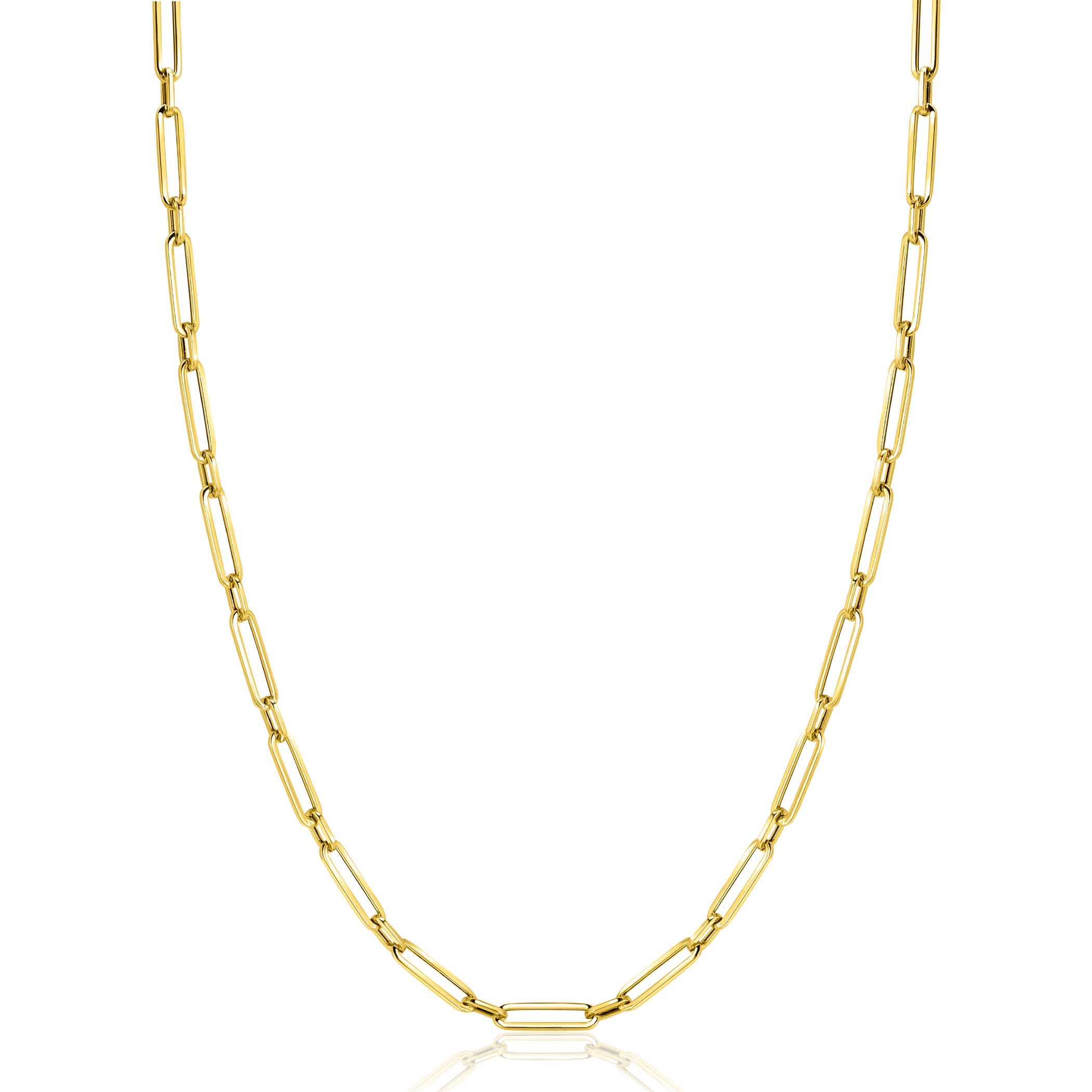 ZINZI GOLD collier paperclip met tussenoog 45cm