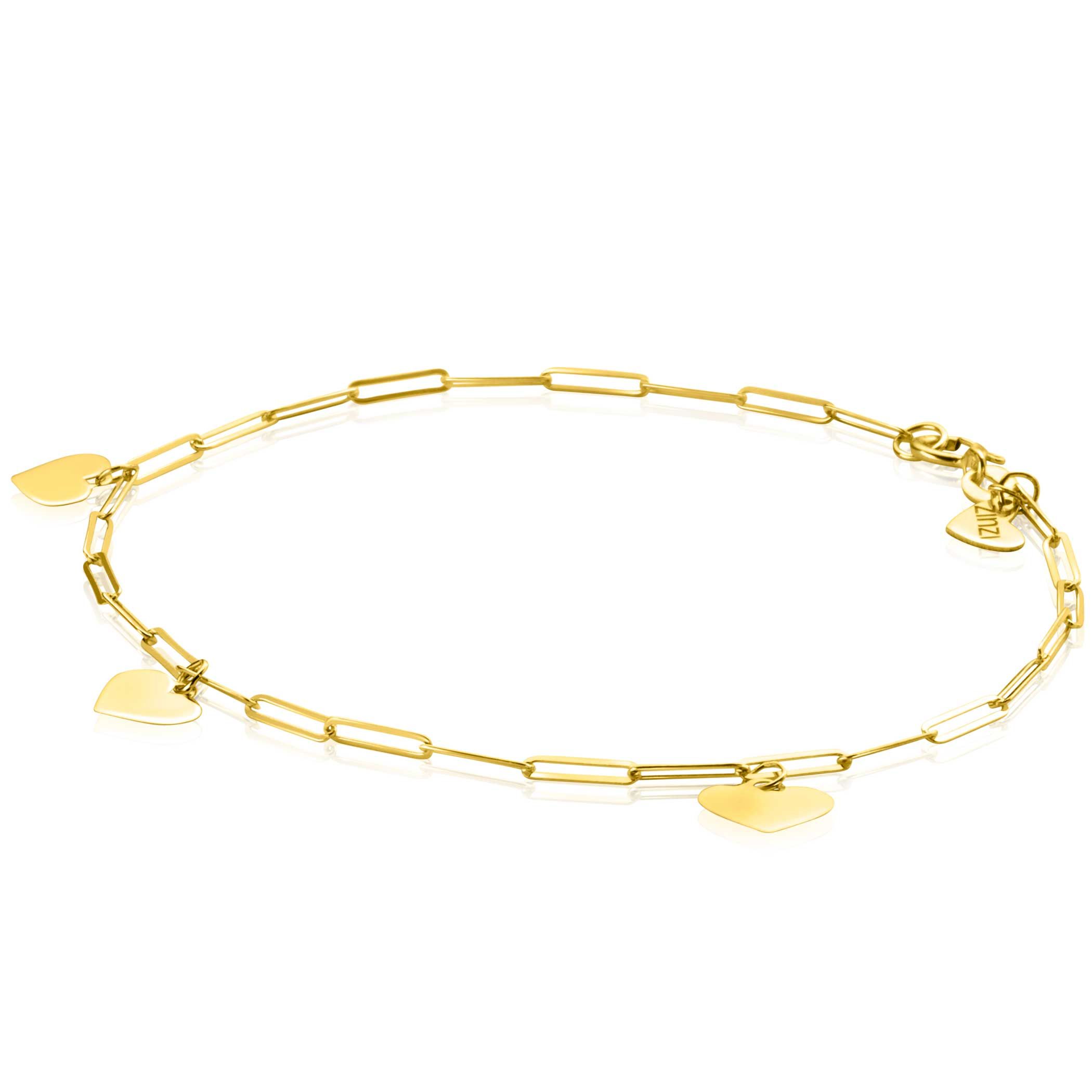 ZINZI GOLD armband paperclip met hart hangertjes