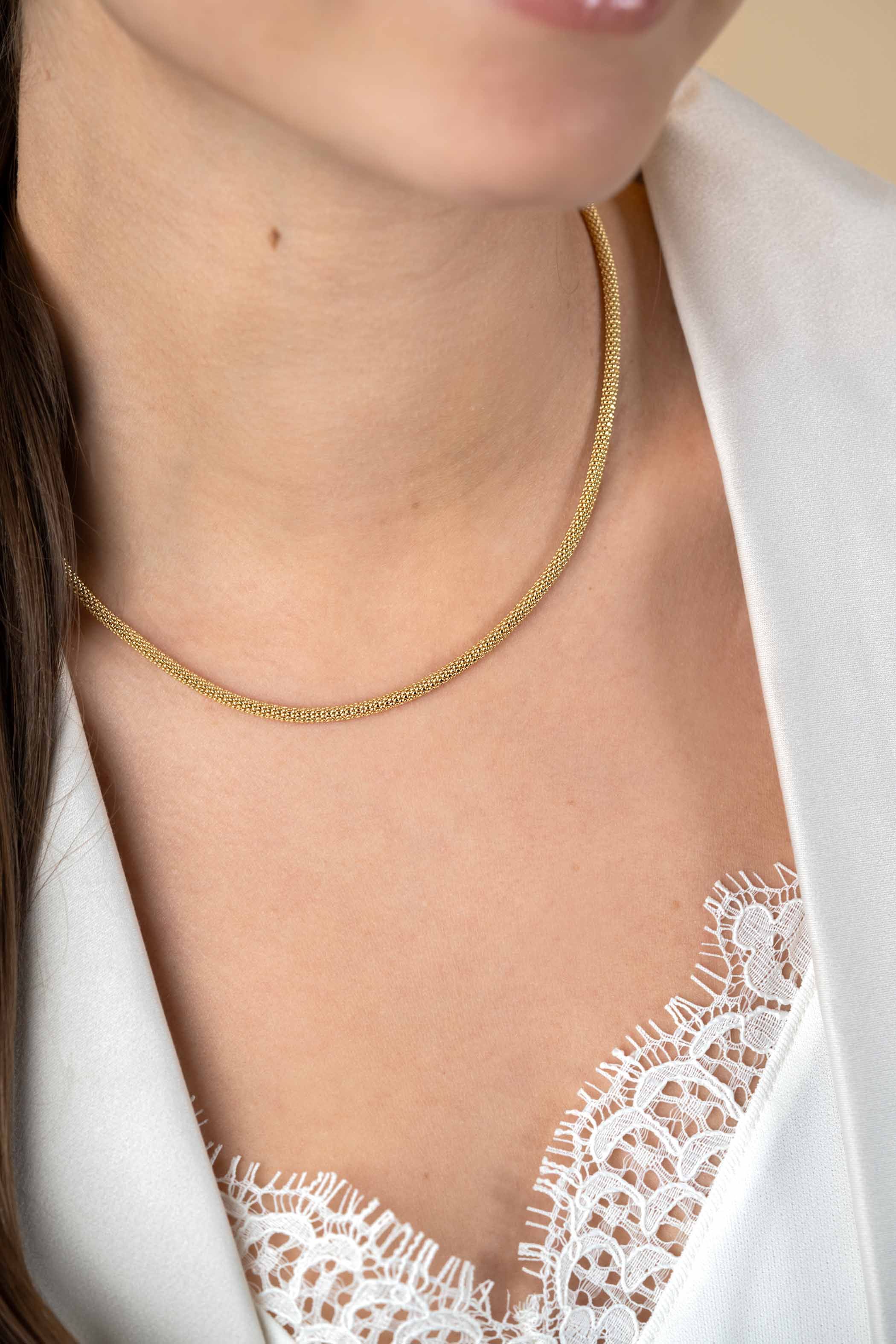 ZINZI GOLD collier popcorn 3mm 43cm