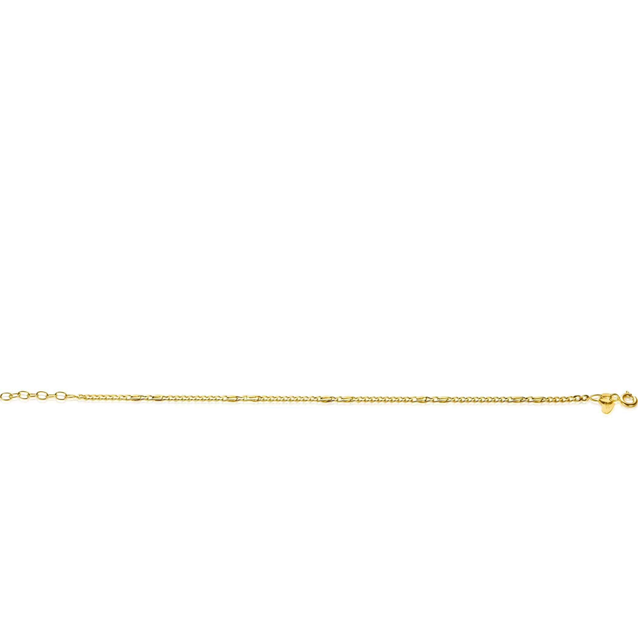ZINZI Gold 14 Karat massives goldenes Gourmet-Armband mit Falkenaugen-Gliedern, 2 mm breit, 17-19 cm ZGA498
