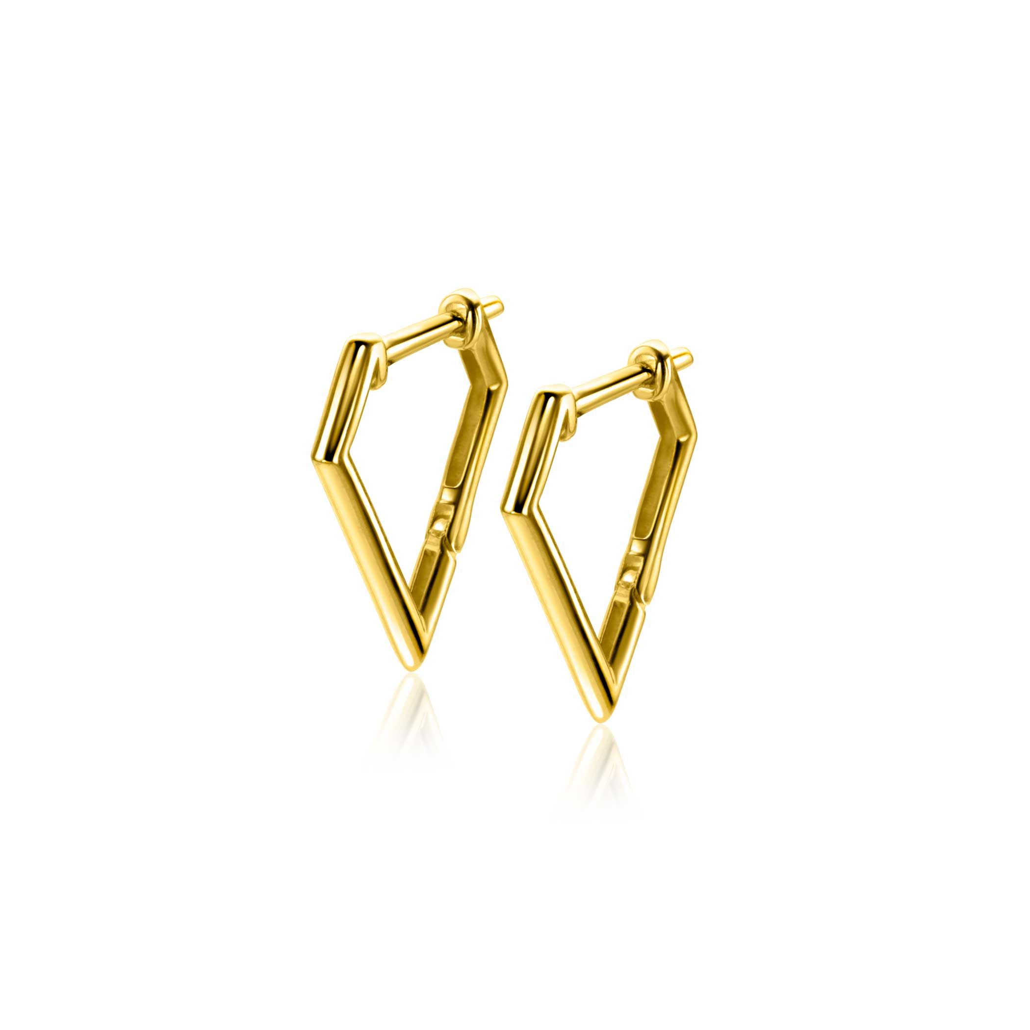 16mm ZINZI Gold 14kt goldene Creolen in Diamantform mit Klappverschluss 16x2mm ZGO526