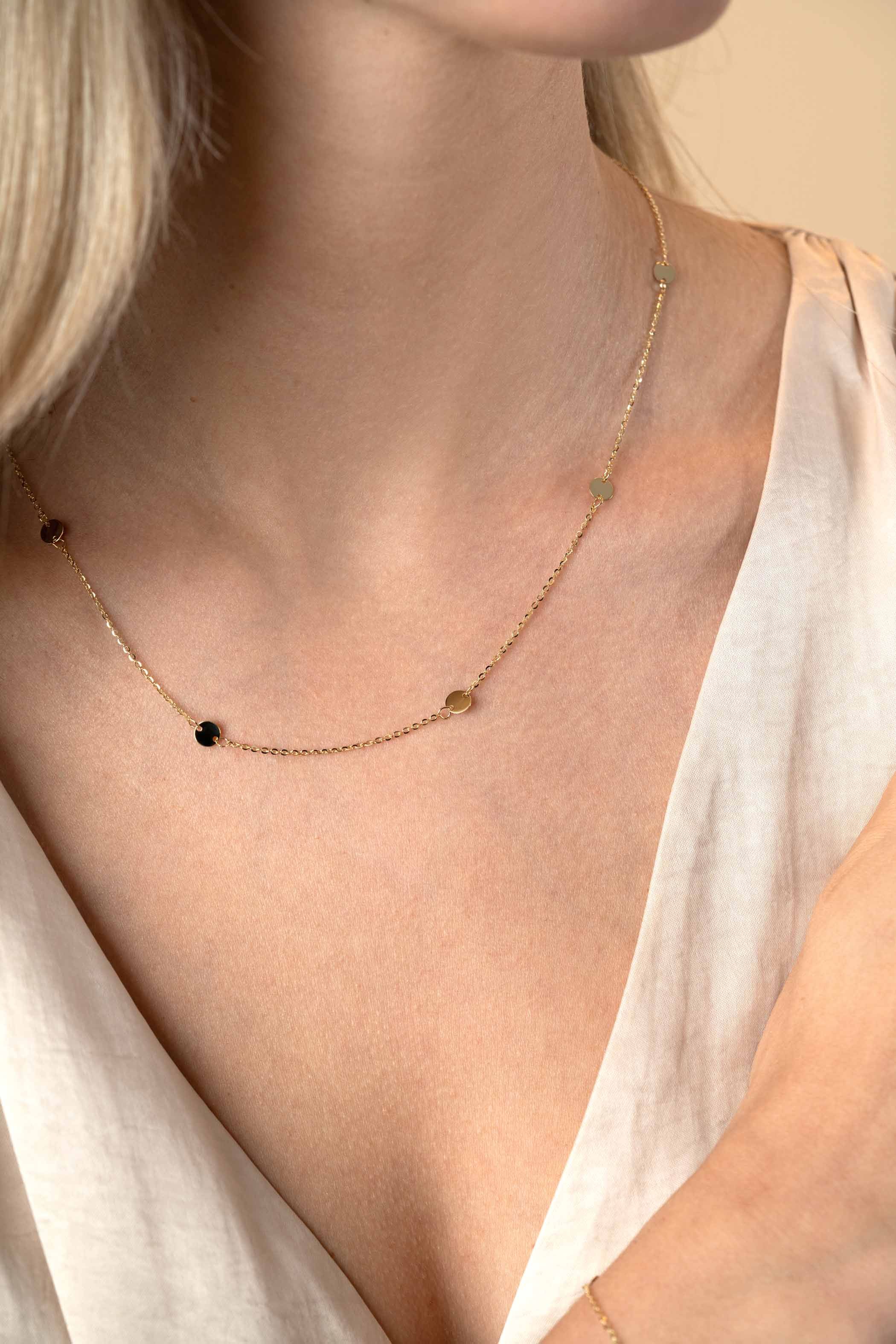 ZINZI GOLD collier met 6 ronde plaatjes 43/45cm