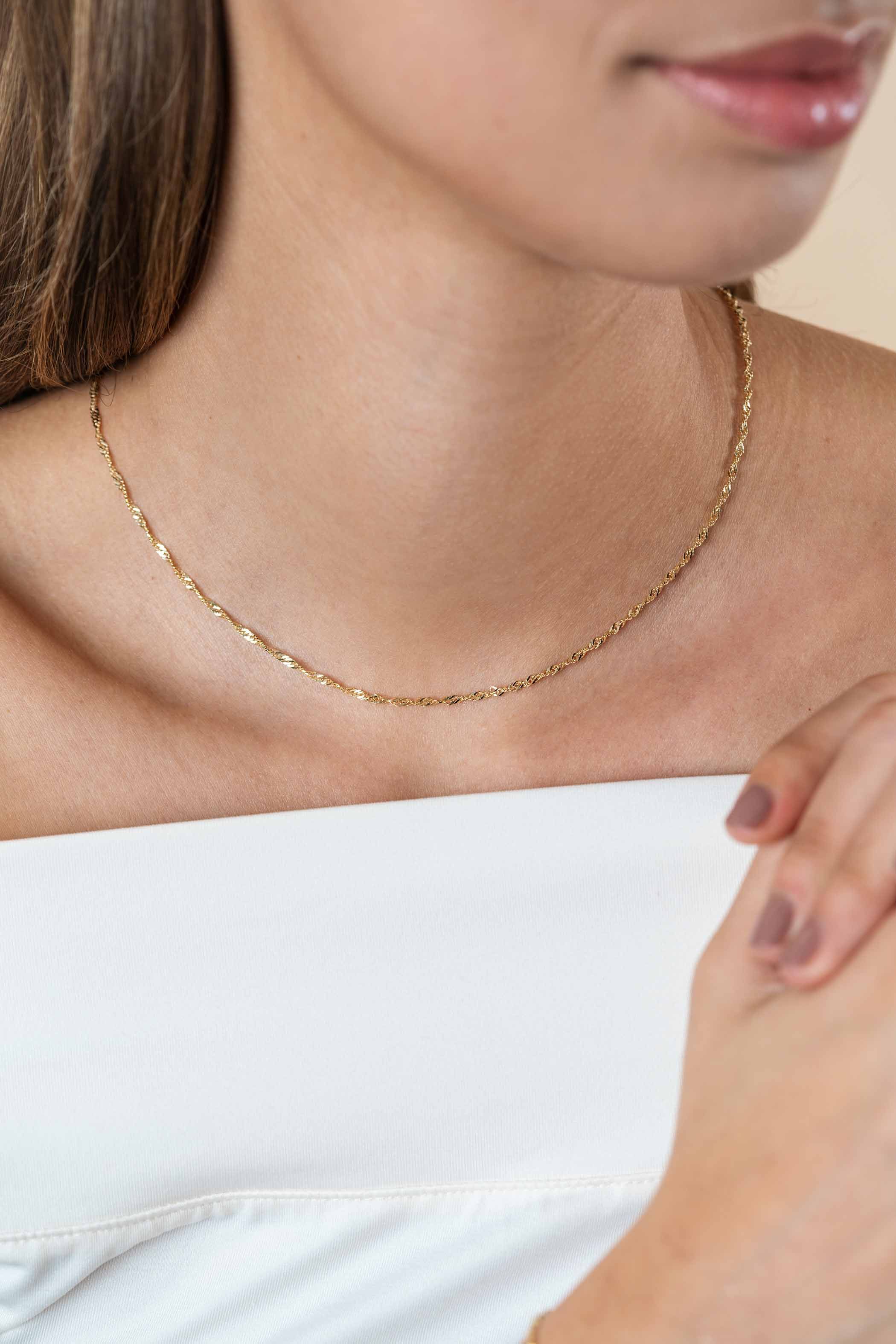 ZINZI Gold 14 Karat massiv goldene Singapore-Kette, 1,8mm breit, 41-43cm ZGC501
