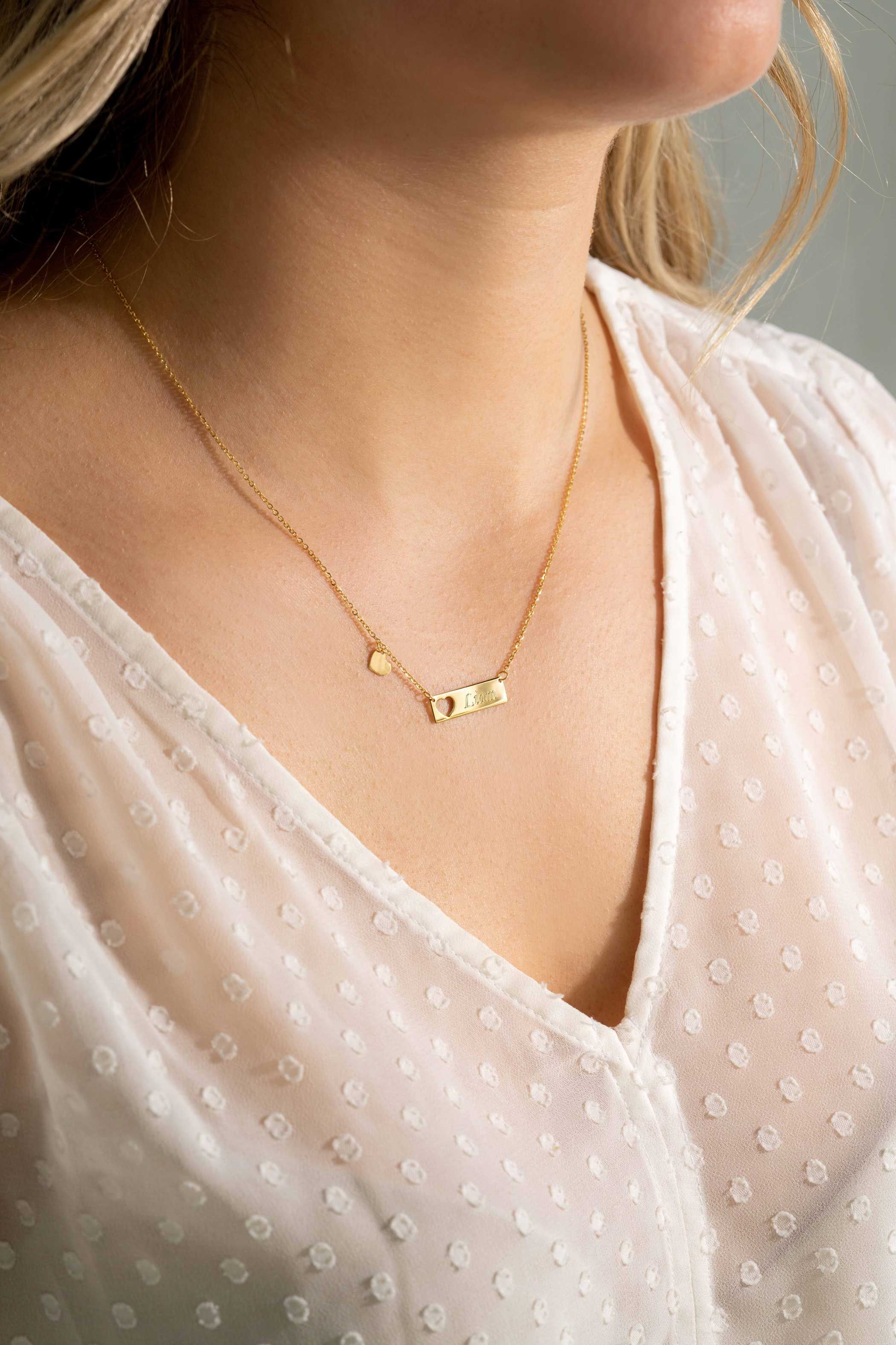 ZINZI GOLD collier plaatje met hartje los 45cm