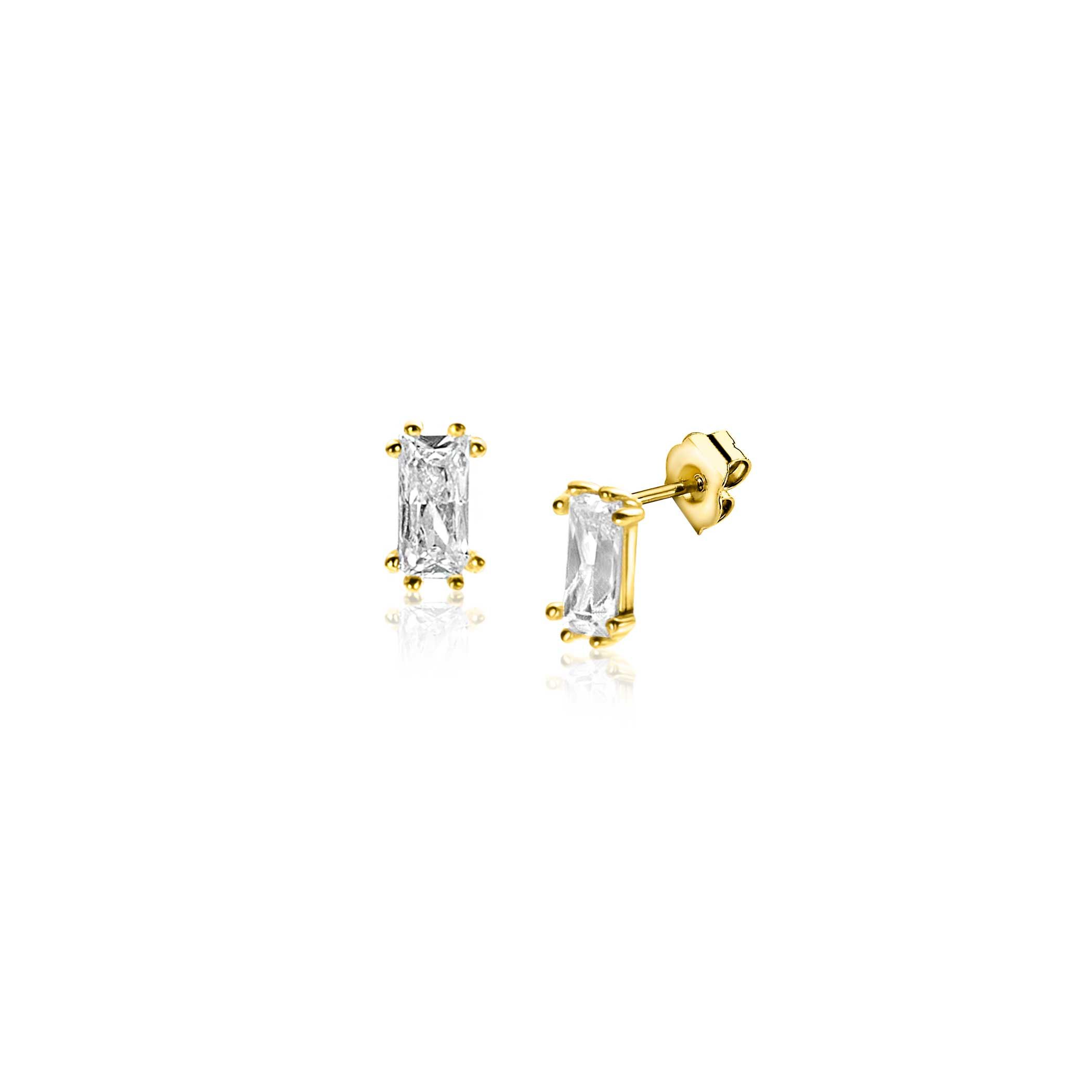 ZINZI GOLD oorknopjes baquette zirc. 5x2.7mm