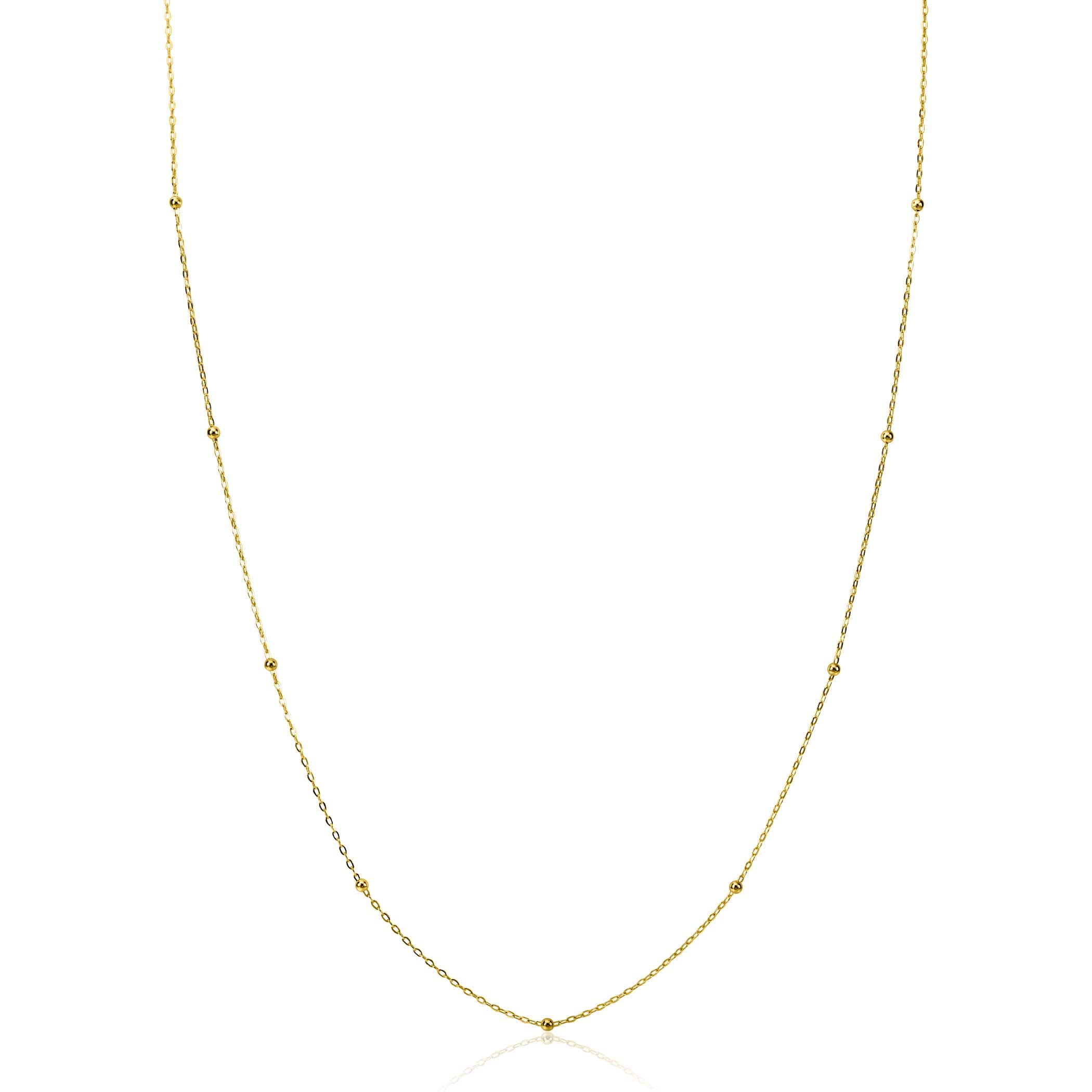 ZINZI Gold 14 Karat goldene Gliederkette mit Kugeln, 1,5mm breit, Länge 42-45cm ZGC502
