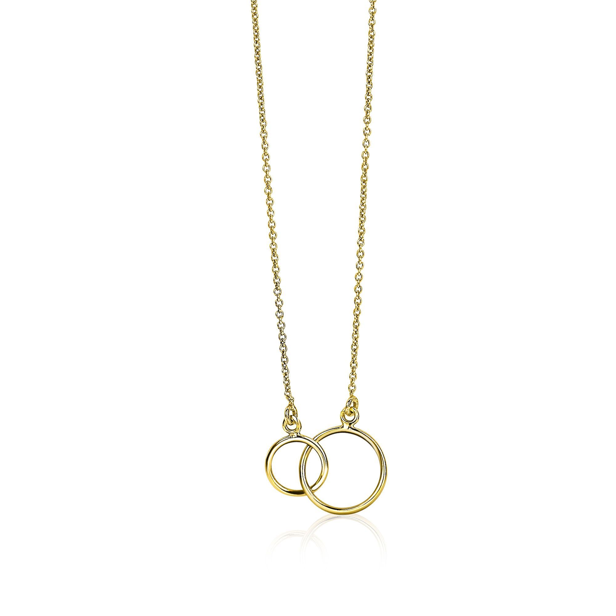 ZINZI Gold 14 Karat Goldkette offene Kreise ineinander 42cm ZGC115