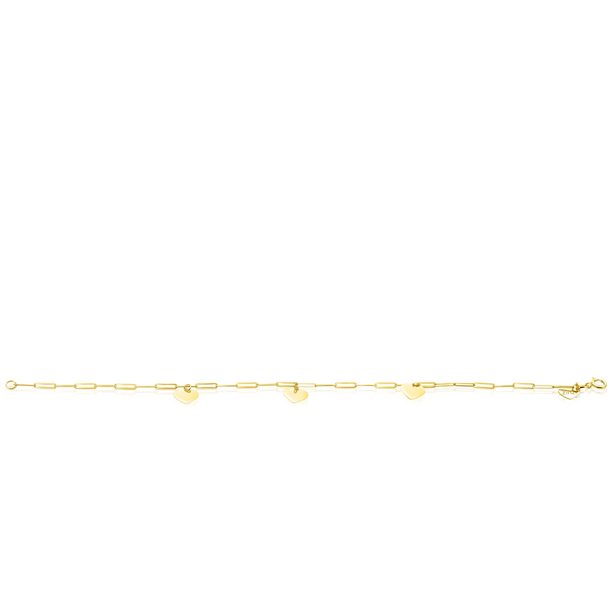 ZINZI GOLD armband paperclip met hart hangertjes