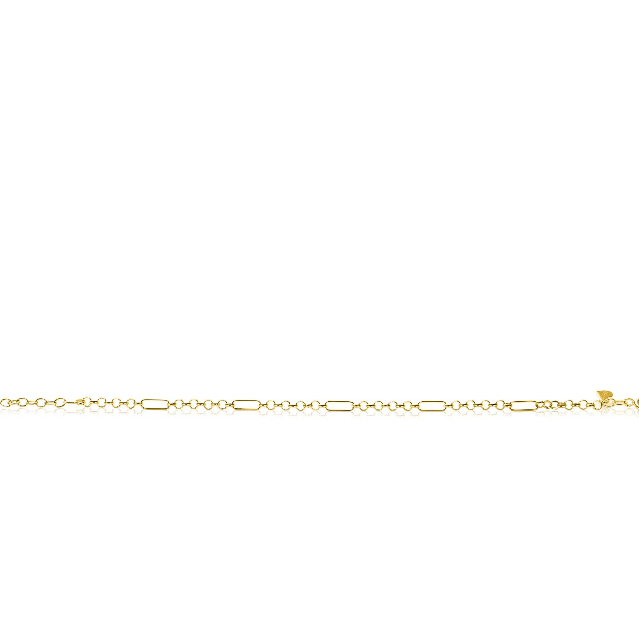 ZINZI Gold 14 Karat massives goldenes Armband mit vier Paperclip-Gliedern kombiniert mit Jasseron-Gliedern 17-19 cm ZGA495