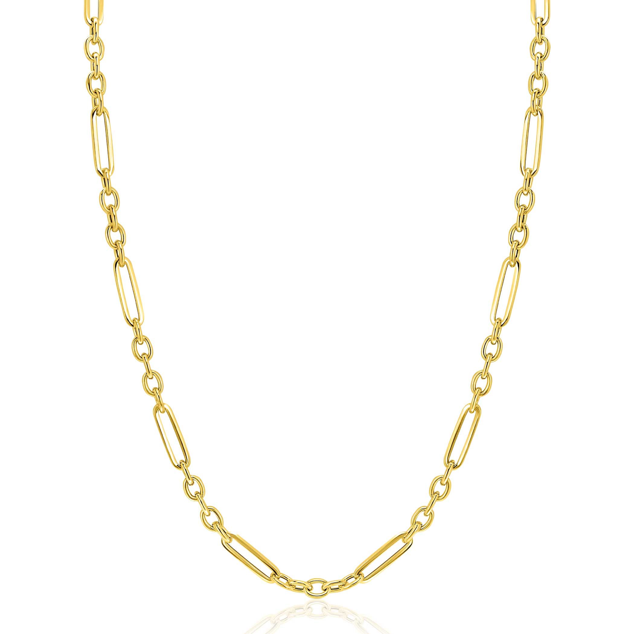 ZINZI GOLD collier paperclip en ovale schakels 45cm
