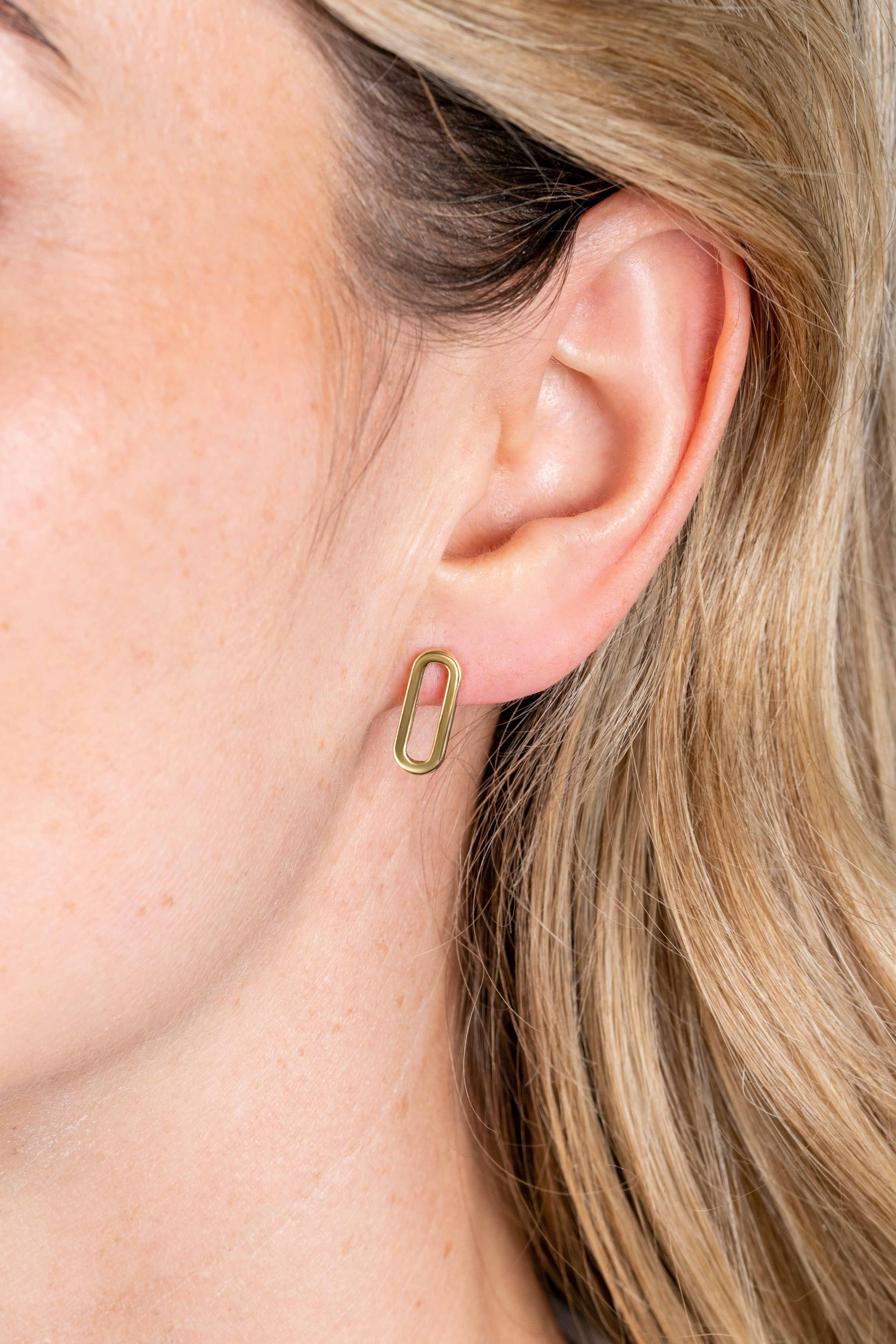ZINZI GOLD oorstekers paperclip schakel 14mm