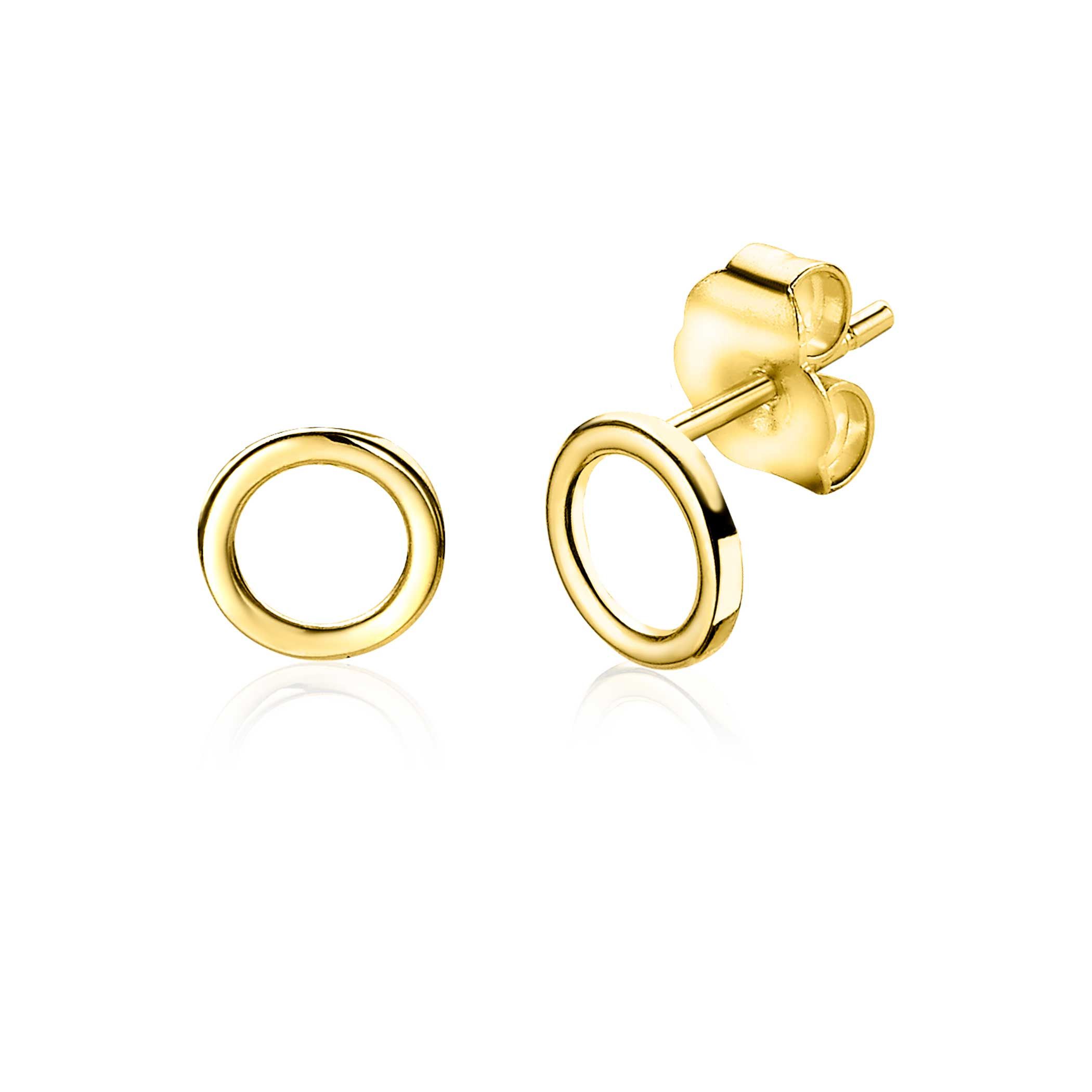 ZINZI Gold 14 Karat Goldohrstecker offen rund 6mm ZGO163