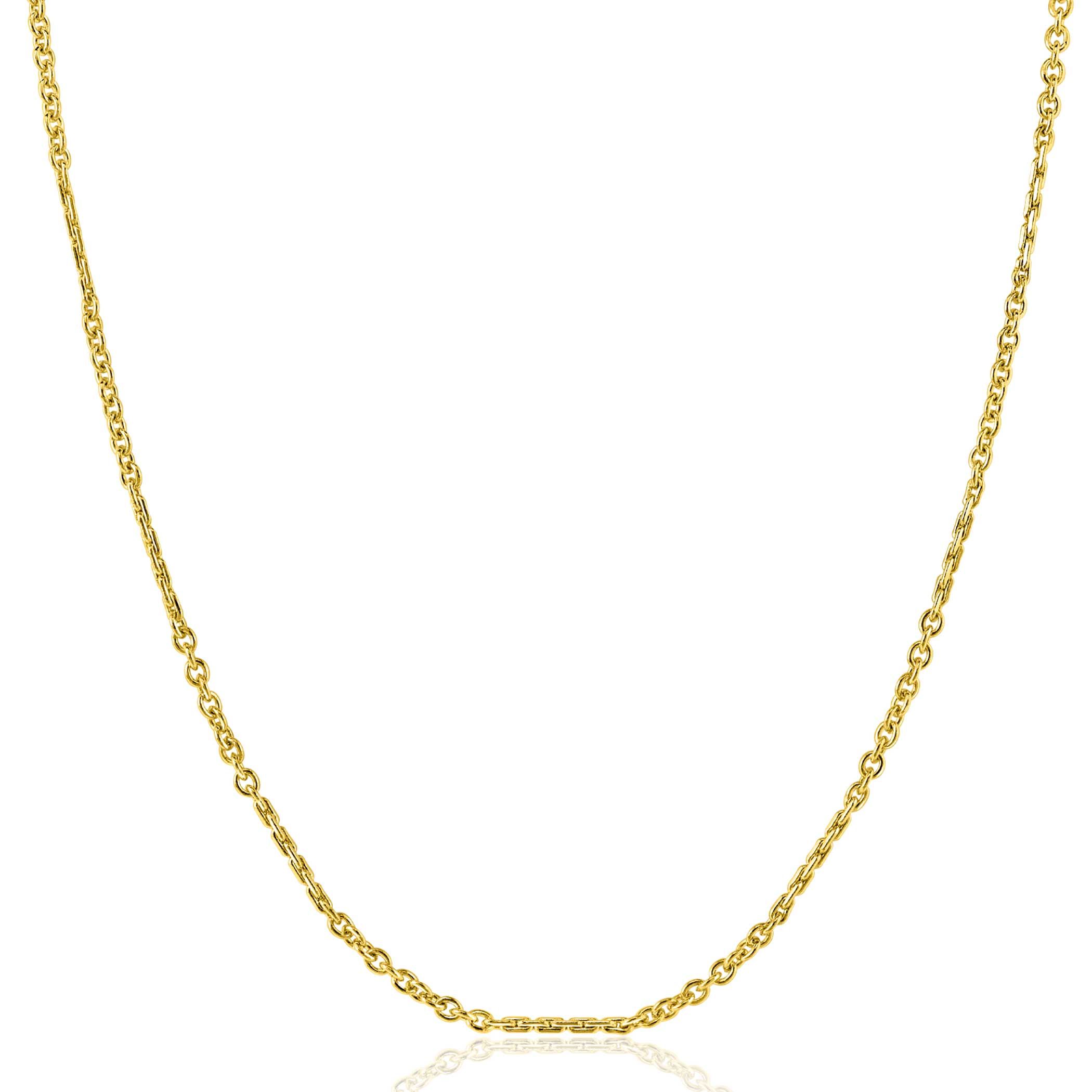 ZINZI Gold 14 Karat massiv goldene Kette mit bearbeiteten gedrehten Stäbchen und feinen Jasseron-Gliedern, 2mm breit, 41-43cm ZGC500

