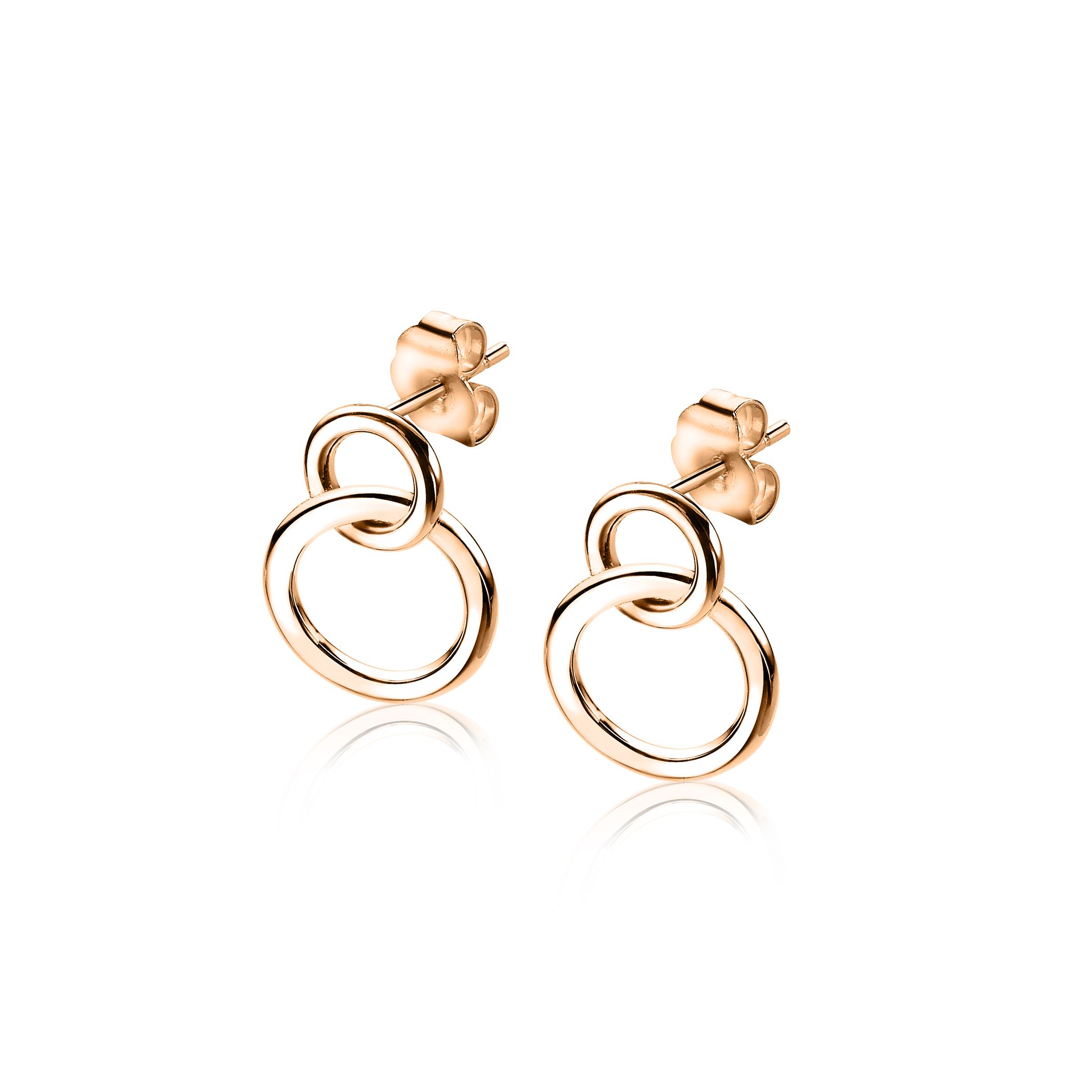 ZINZI silberne Ohrstecker rosévergoldet 2 runde Formen ineinander ZIO1278R