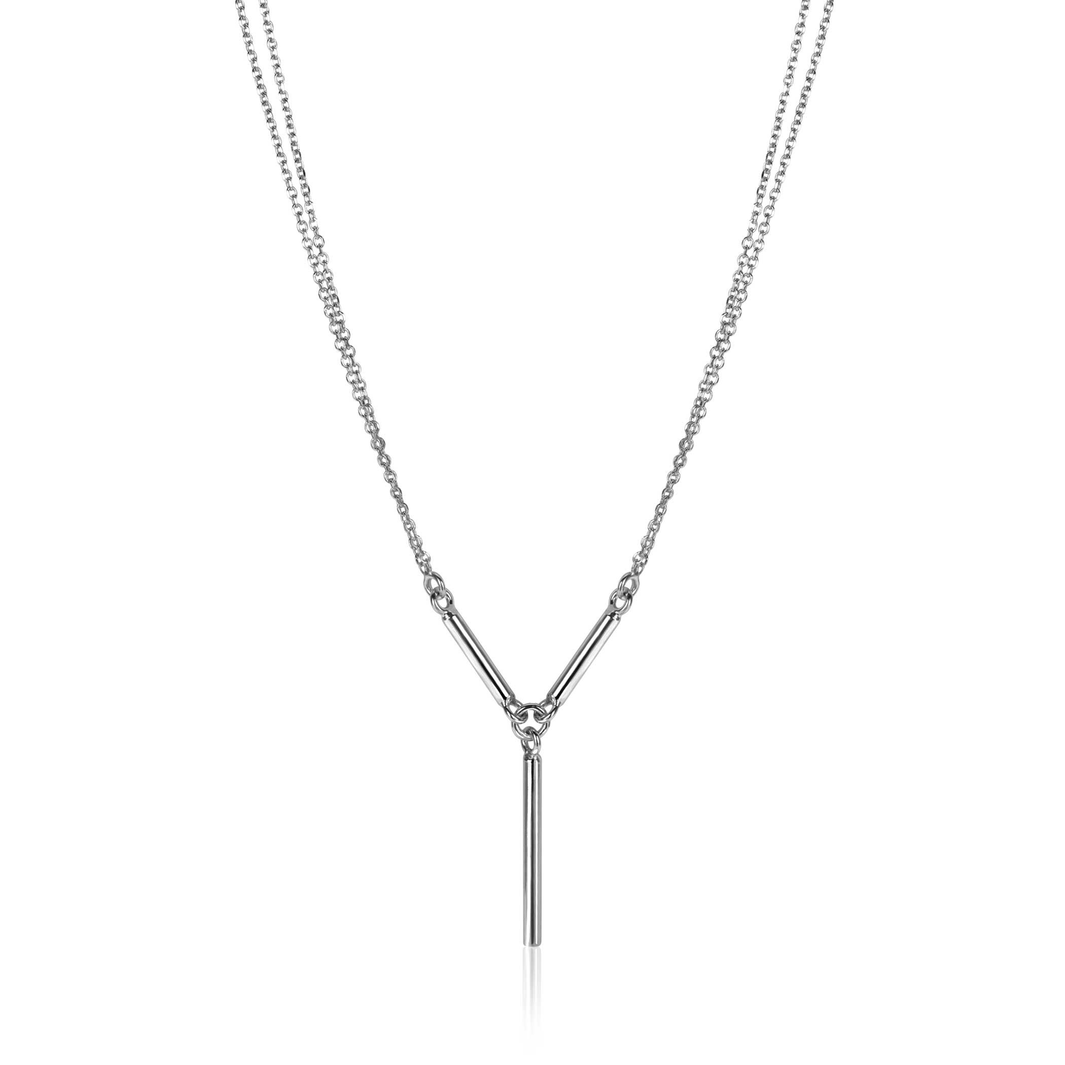 ZINZI Multi-Look-Y-Collier mit doppelten Jasseron-Gliedern und drei glänzenden Stäbchen 42-45cm ZIC-BF106