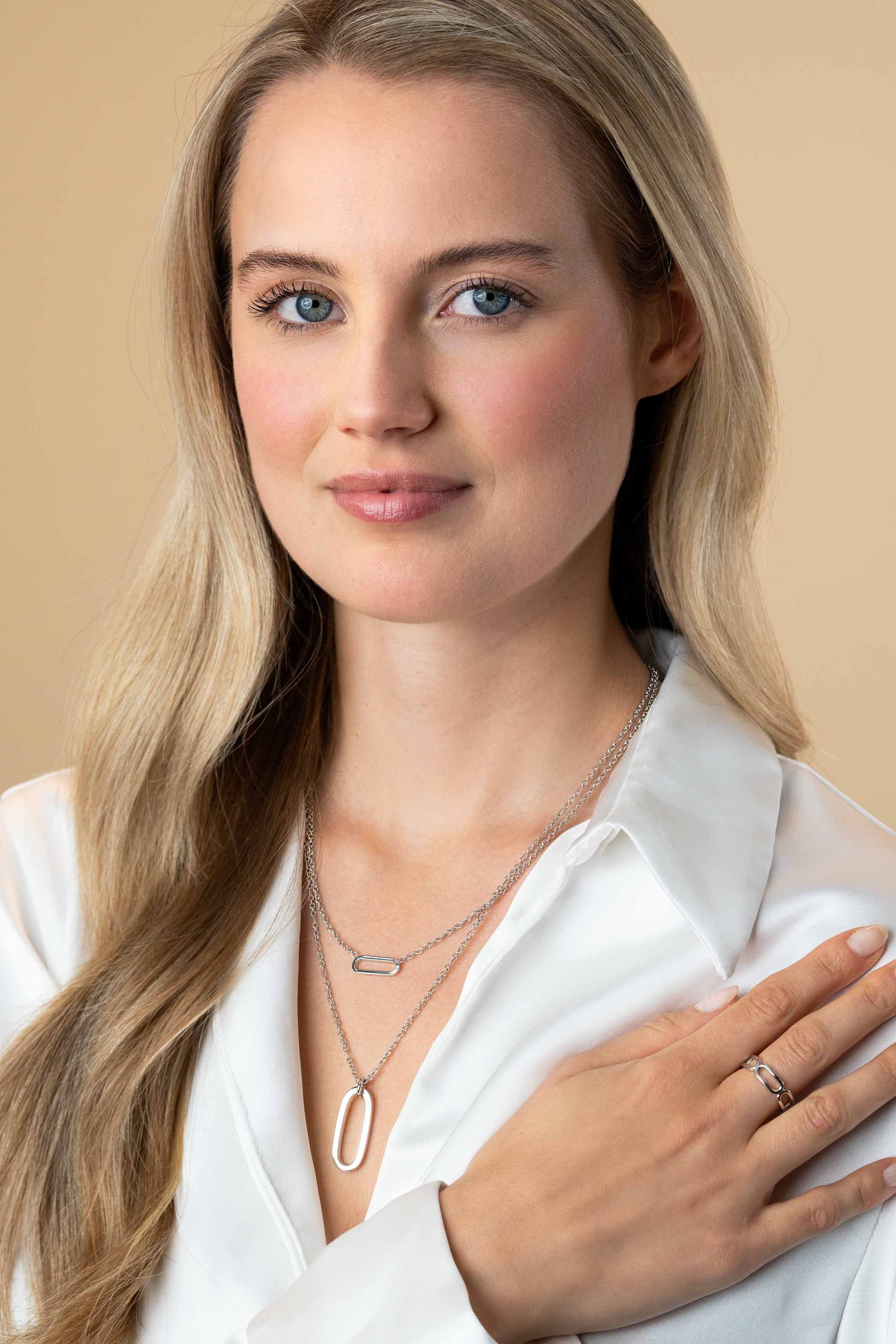 ZINZI zlv. 2x collier met paperclip hanger en schakel