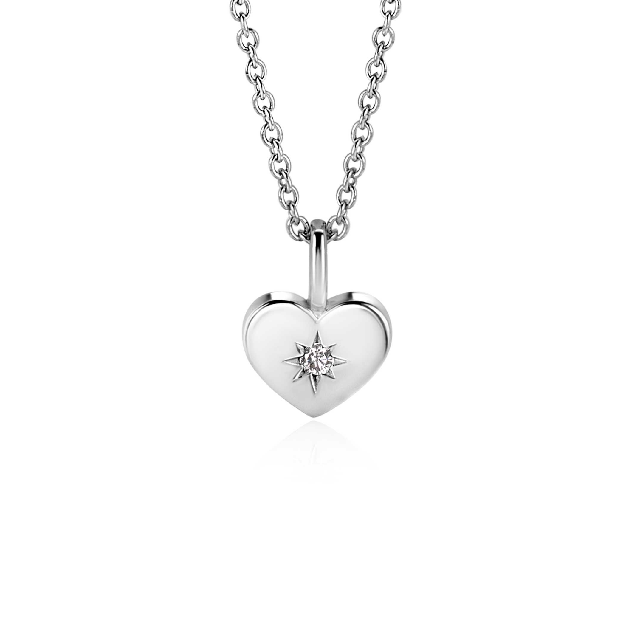 ZINZI zlv. hanger hartvorm birthstones wit cz.