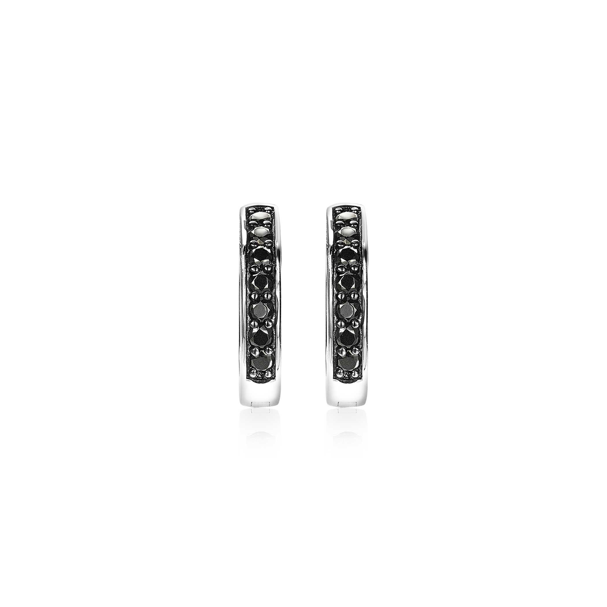 Zinzi silberne Kreolen 15 x 3mm schwarz ZIO191B