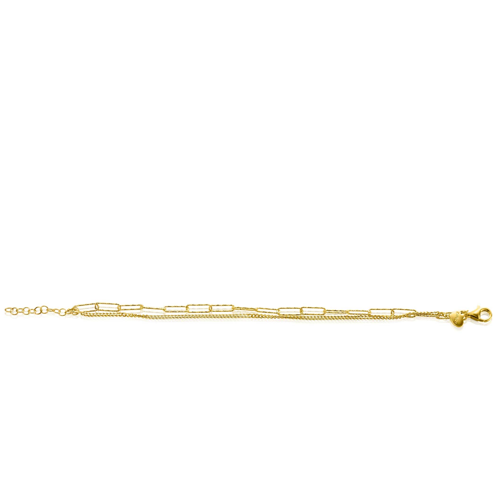 ZINZI zlv. armband gg.verg.2rijen grmt en paperclip