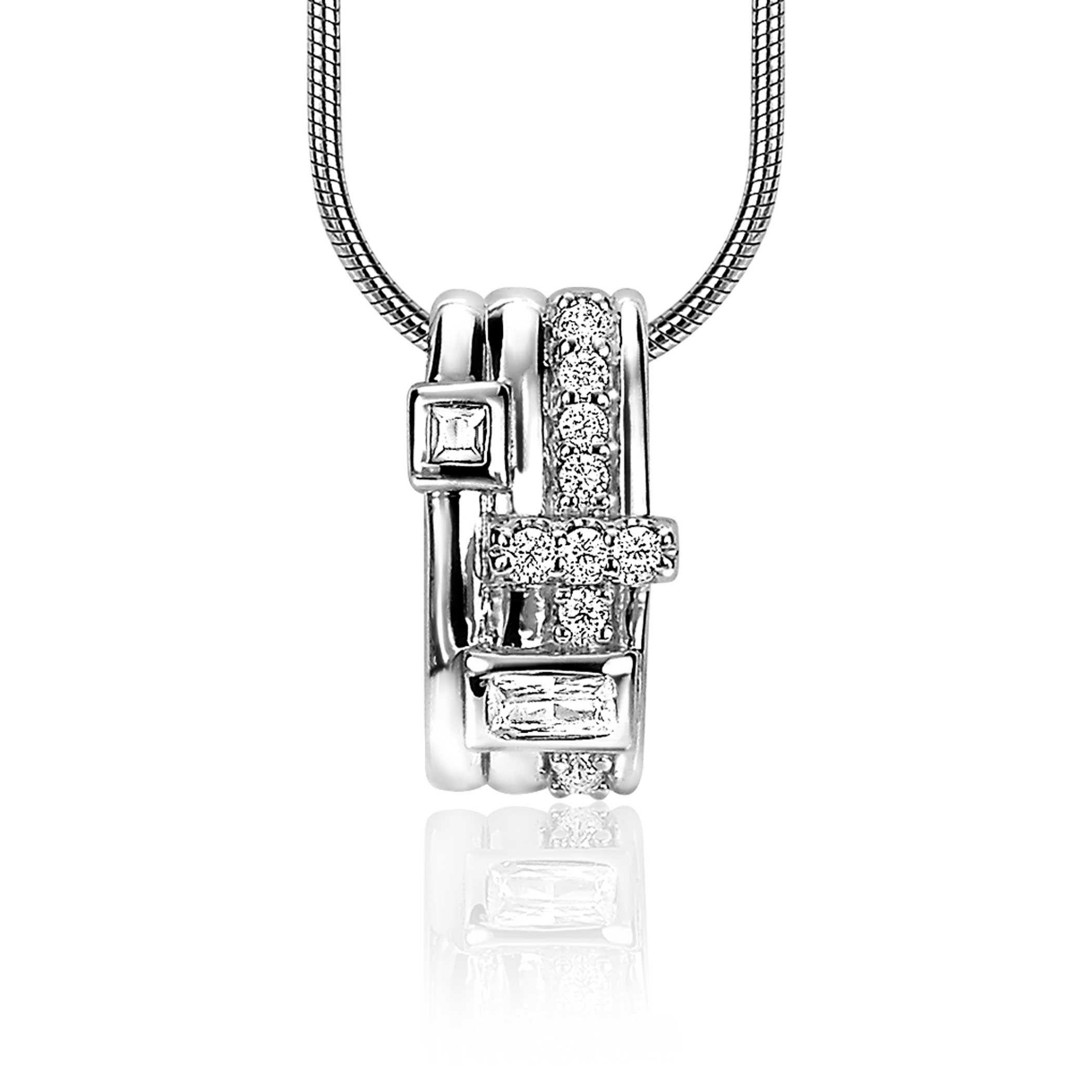 ZINZI silberner schillernder Anhänger 16mm besetzt mit diversen weißen Zirkonias ZIH2012