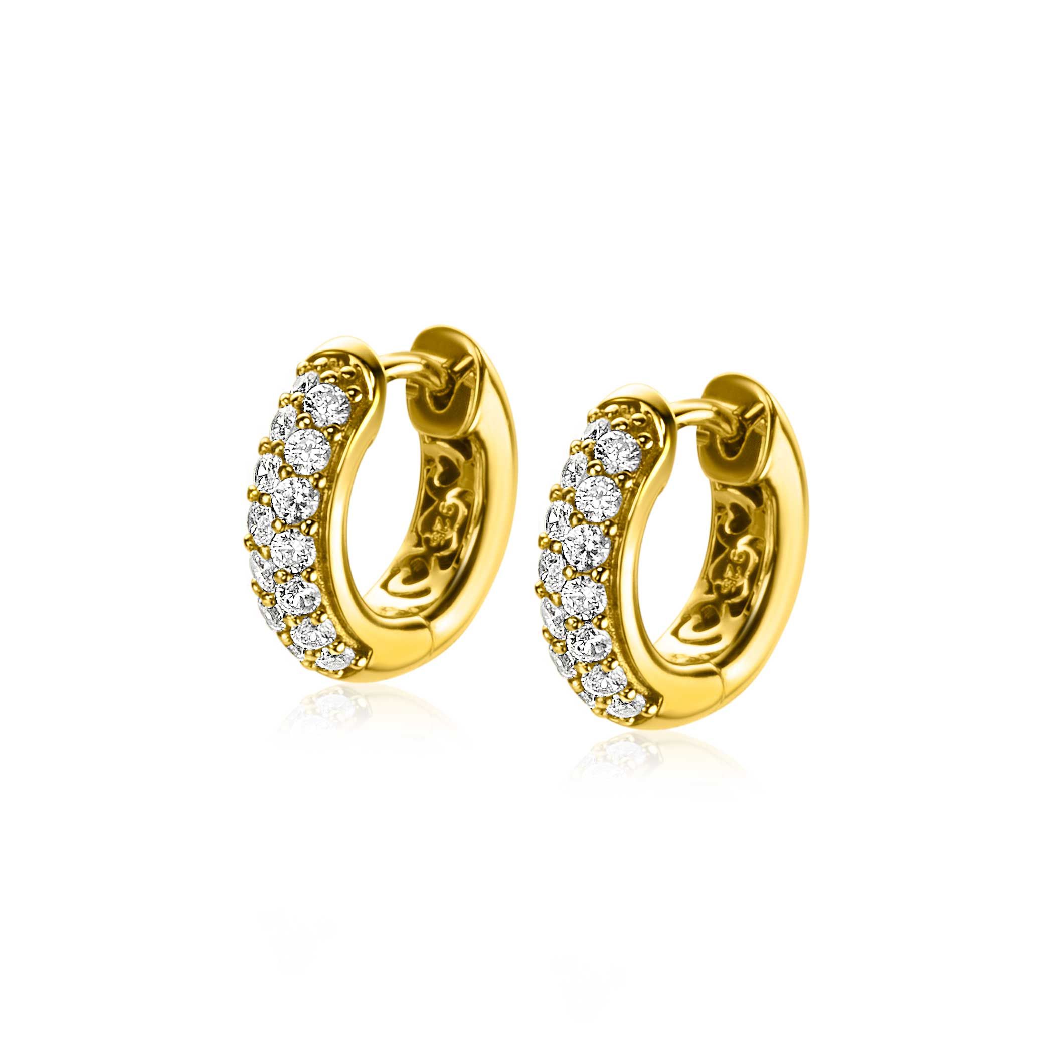 ZINZI zlv.klapcreolen gg.verg.pave zirconia's 15x4mm