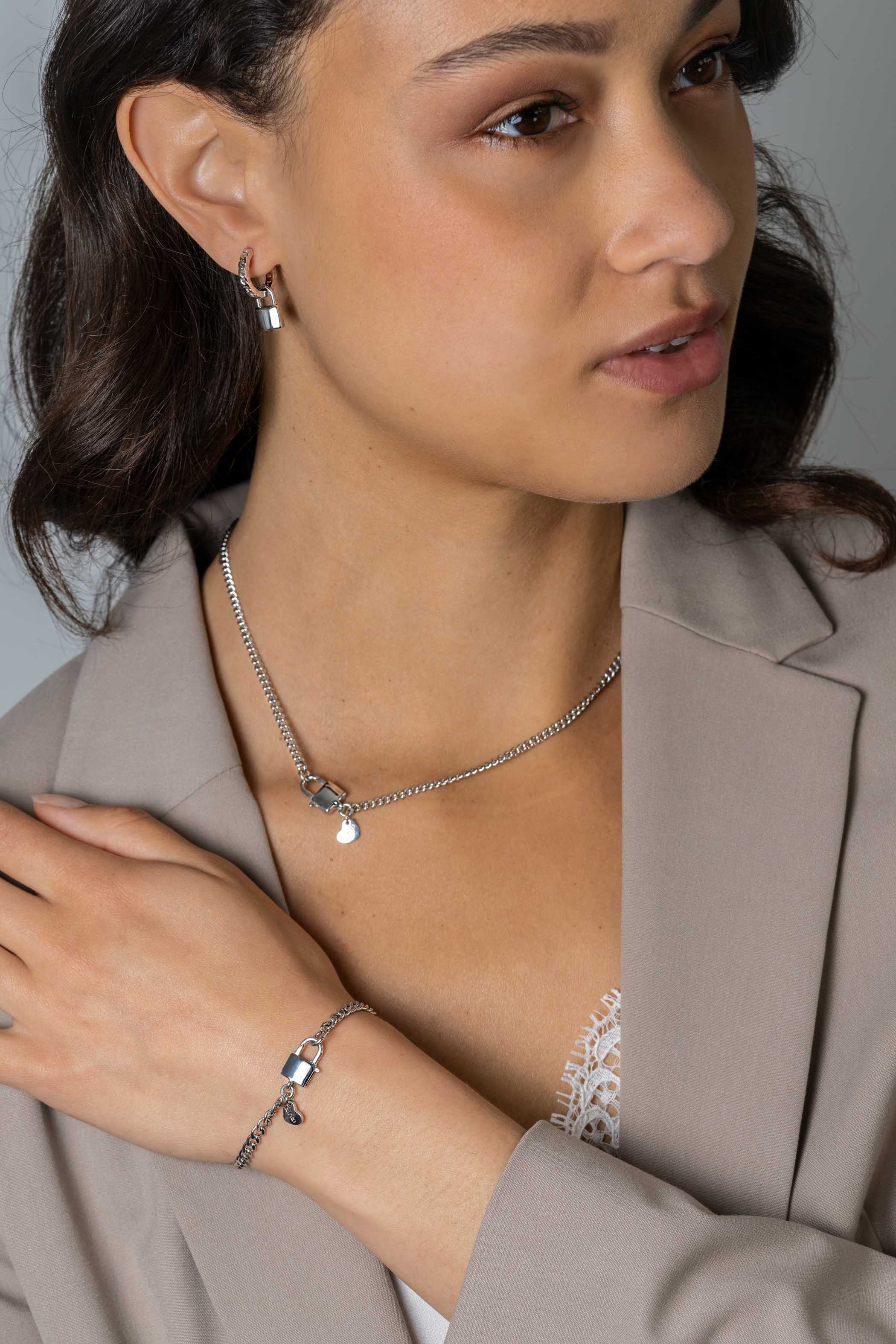 ZINZI zlv. collier gourmet met slot sluiting 45cm