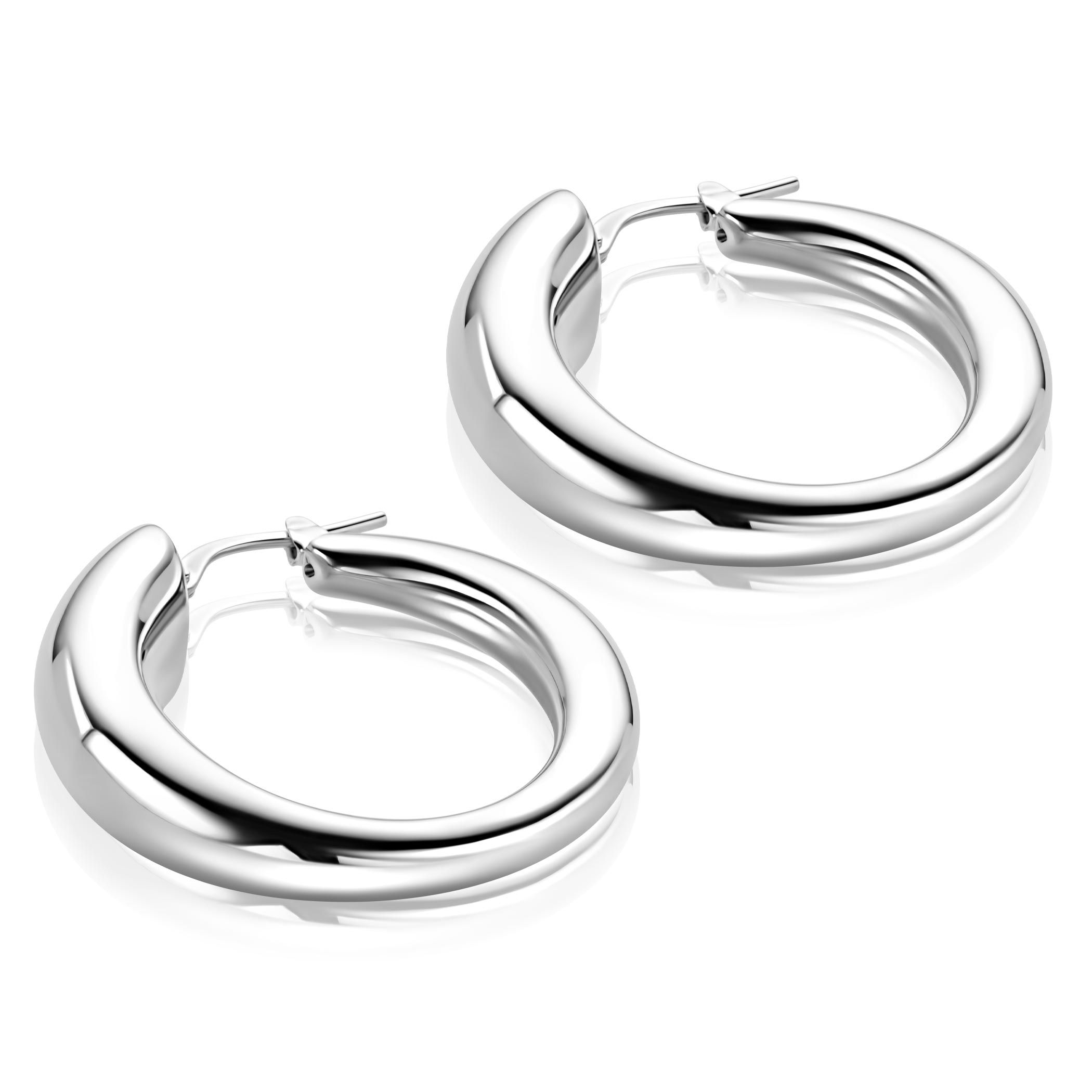 ZINZI zlv. creolen halfrond bol aflopend 32x11mm