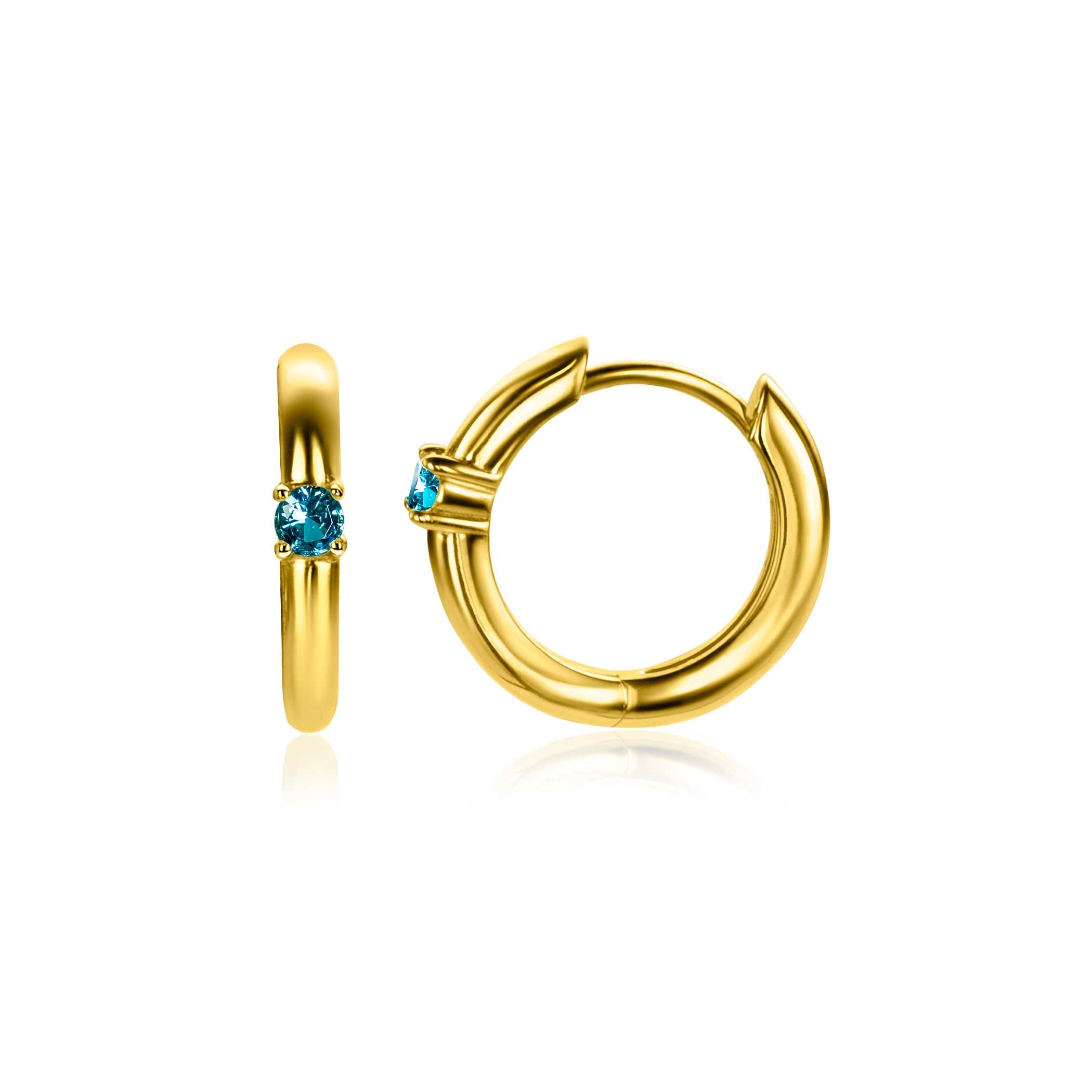 ZINZI zlv. oorring. gg.verg birthstones aquamarijn cz